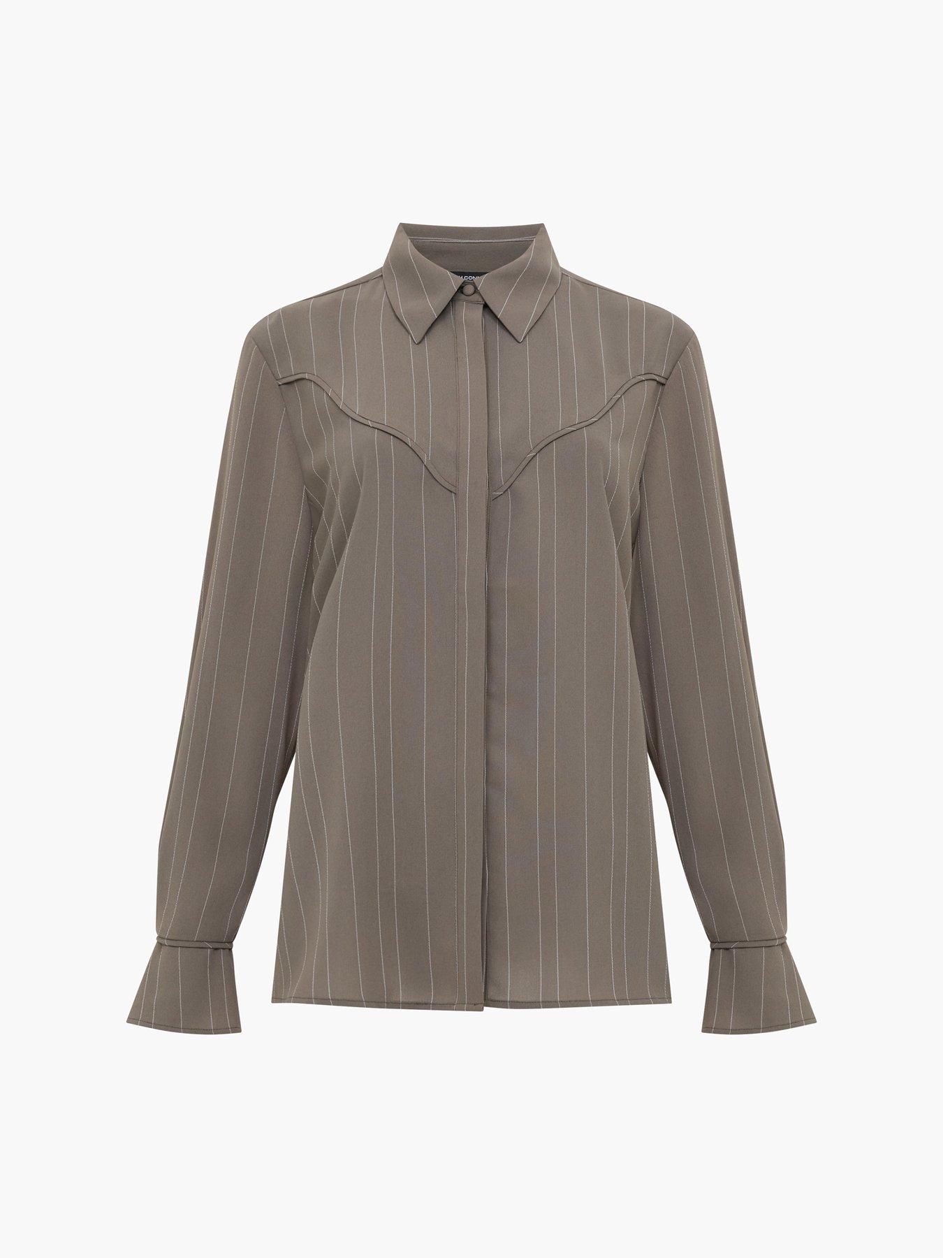 Image 5 of 5 of French Connection Pinstripe Collared Long Sleeve Shirt