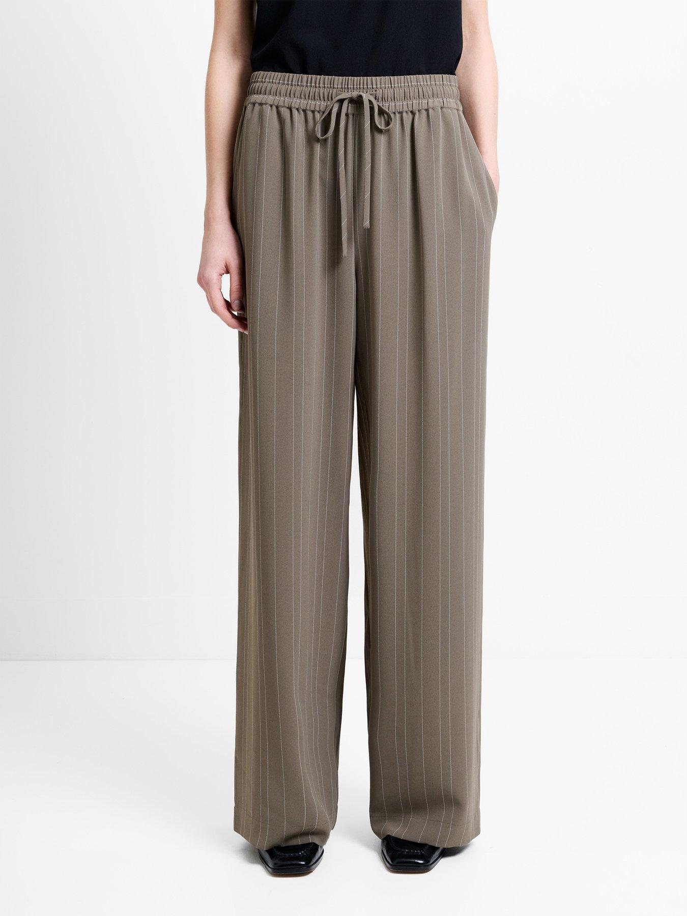French Connection Pinstripe Wide Leg Elasticated Trousers