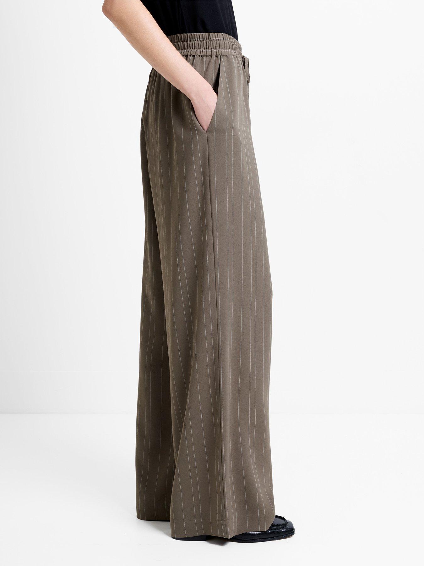 Image 3 of 5 of French Connection Pinstripe Wide Leg Elasticated Trousers