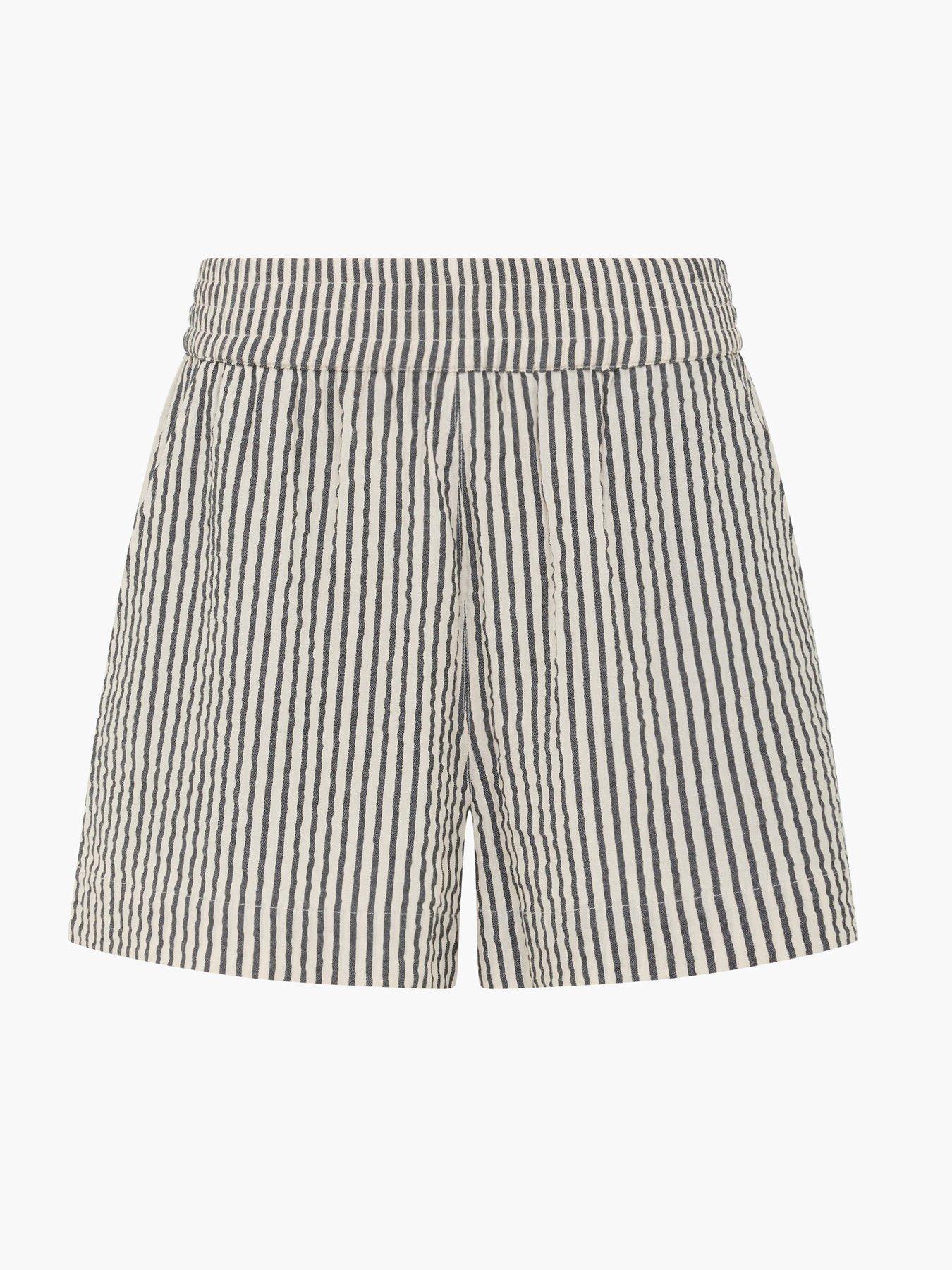 Image 6 of 6 of French Connection Cotton Striped Crinkle Mini Shorts