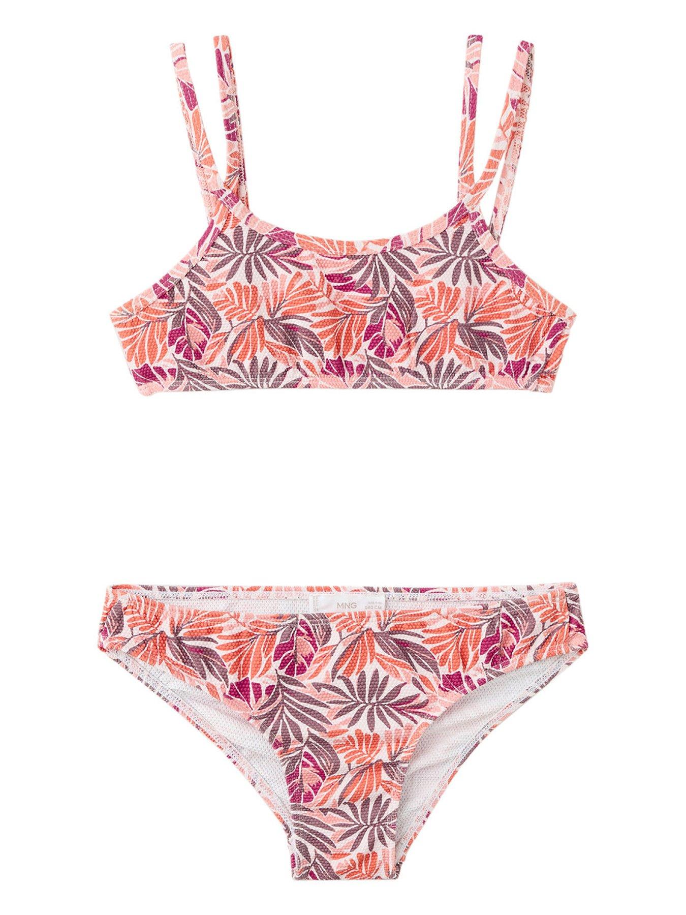 Mango Girls Leaf Print Bikini - Orange