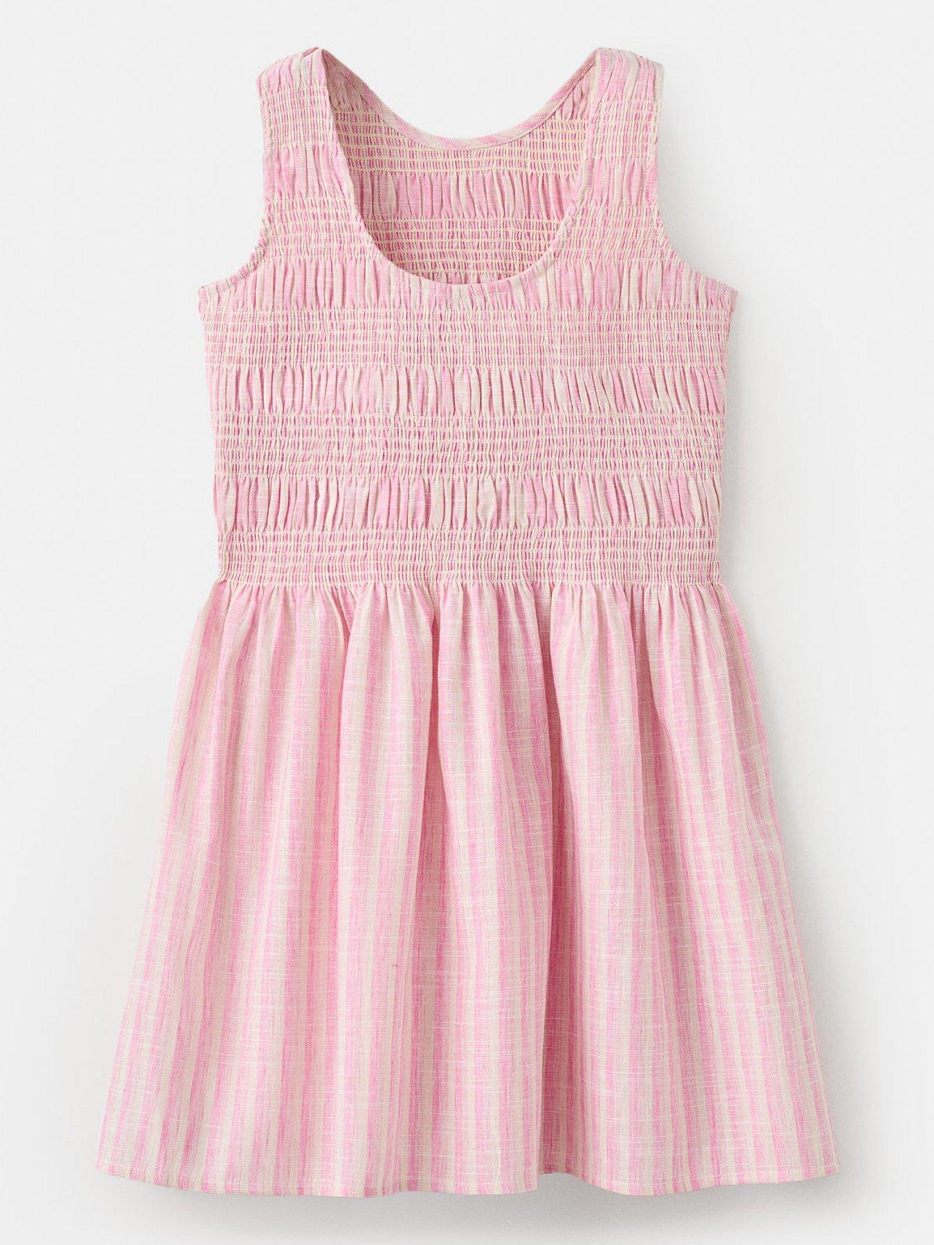Image 2 of 4 of Mango Girls Shirred Bodice Stripe Dress - Pink