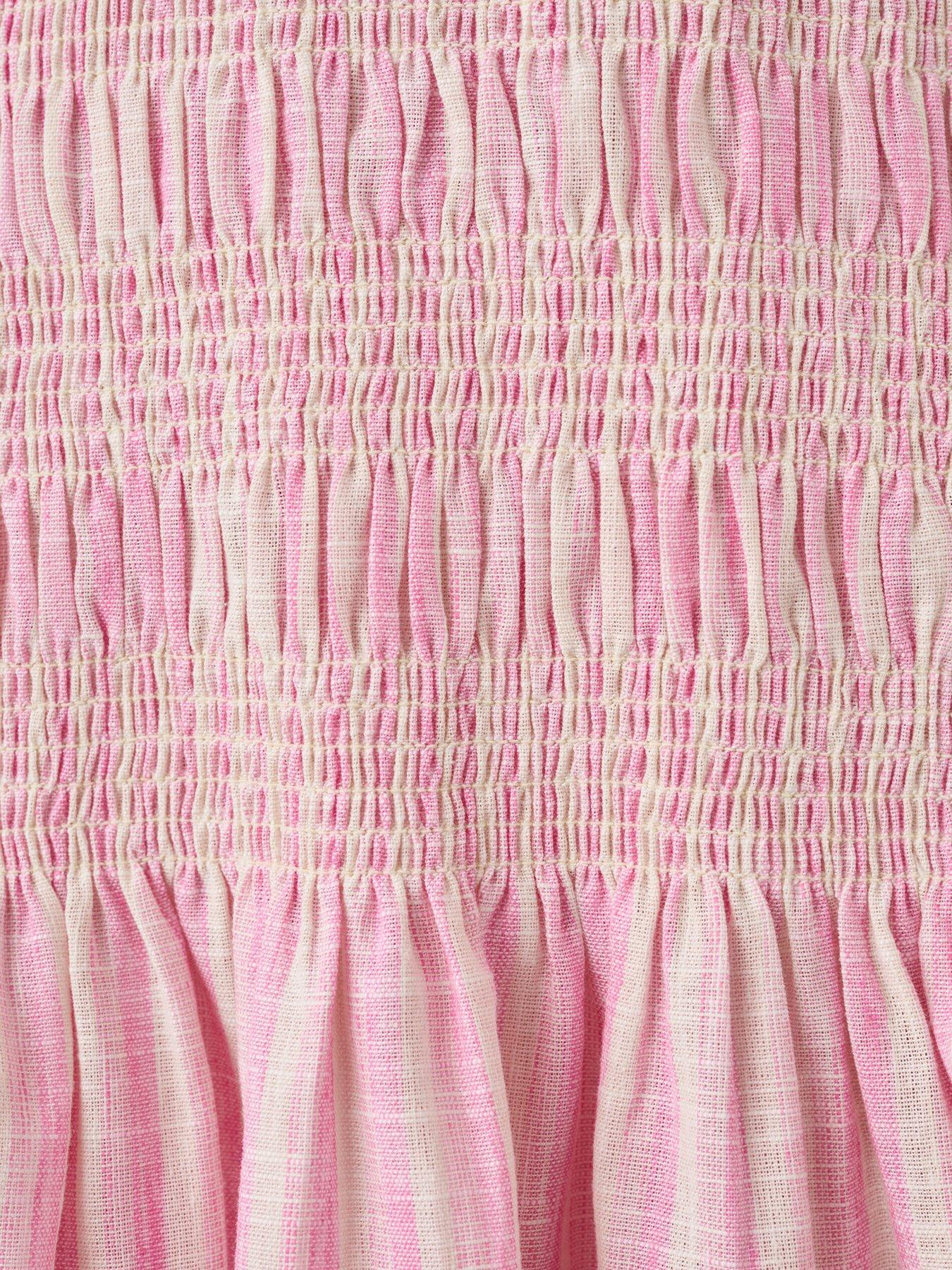 Image 4 of 4 of Mango Girls Shirred Bodice Stripe Dress - Pink