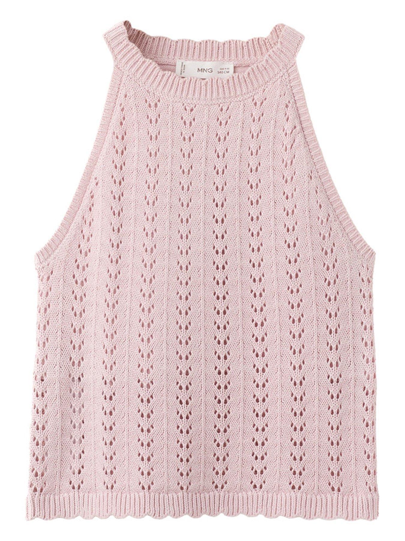 Mango Girls Knitted Vest, Pink, Size Age: 5-6 Years