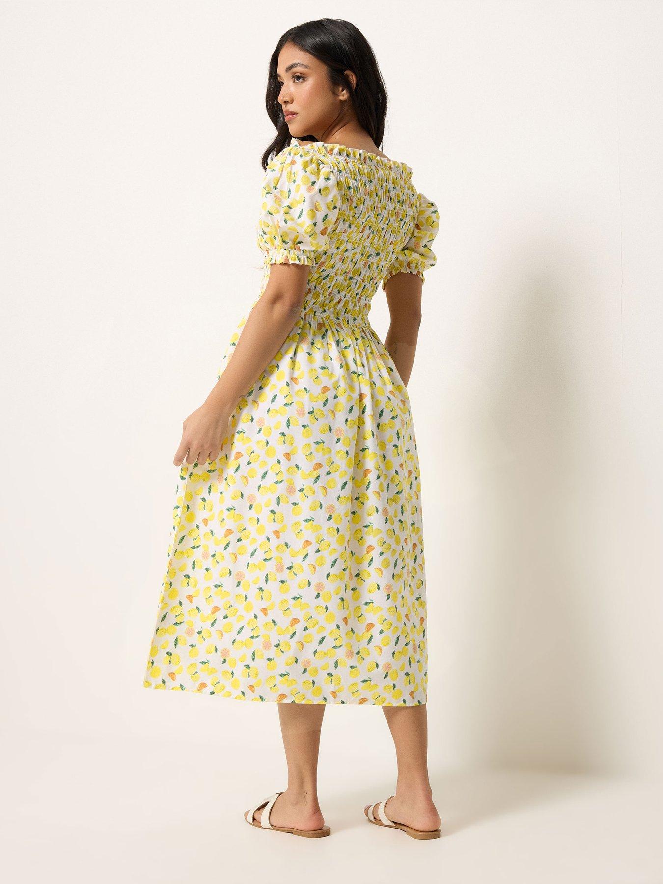 Image 2 of 5 of PixieGirl Petite Shirred Midi Dress - Yellow