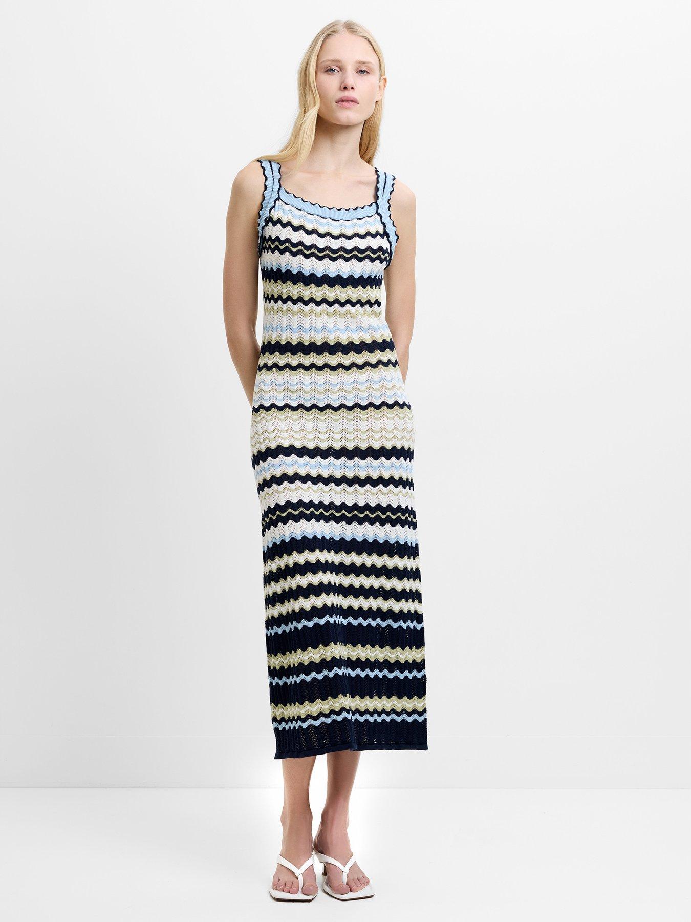 french connection striped cotton dress French Connection Women's Alexis Cotton One-Shoulder Striped Dress