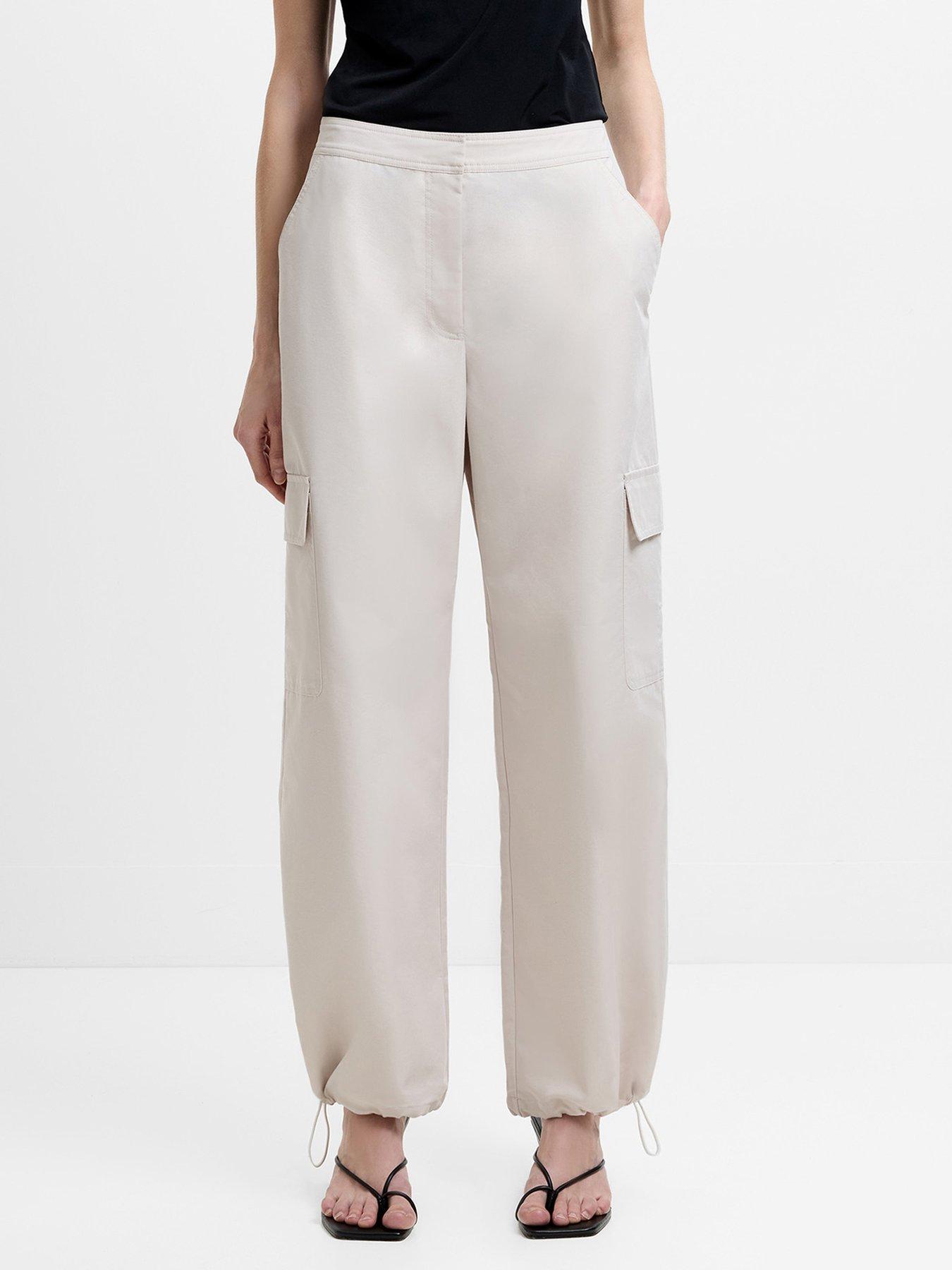 Image 1 of 5 of French Connection Cotton Blend Wide Leg Elasticated Cargo Trousers