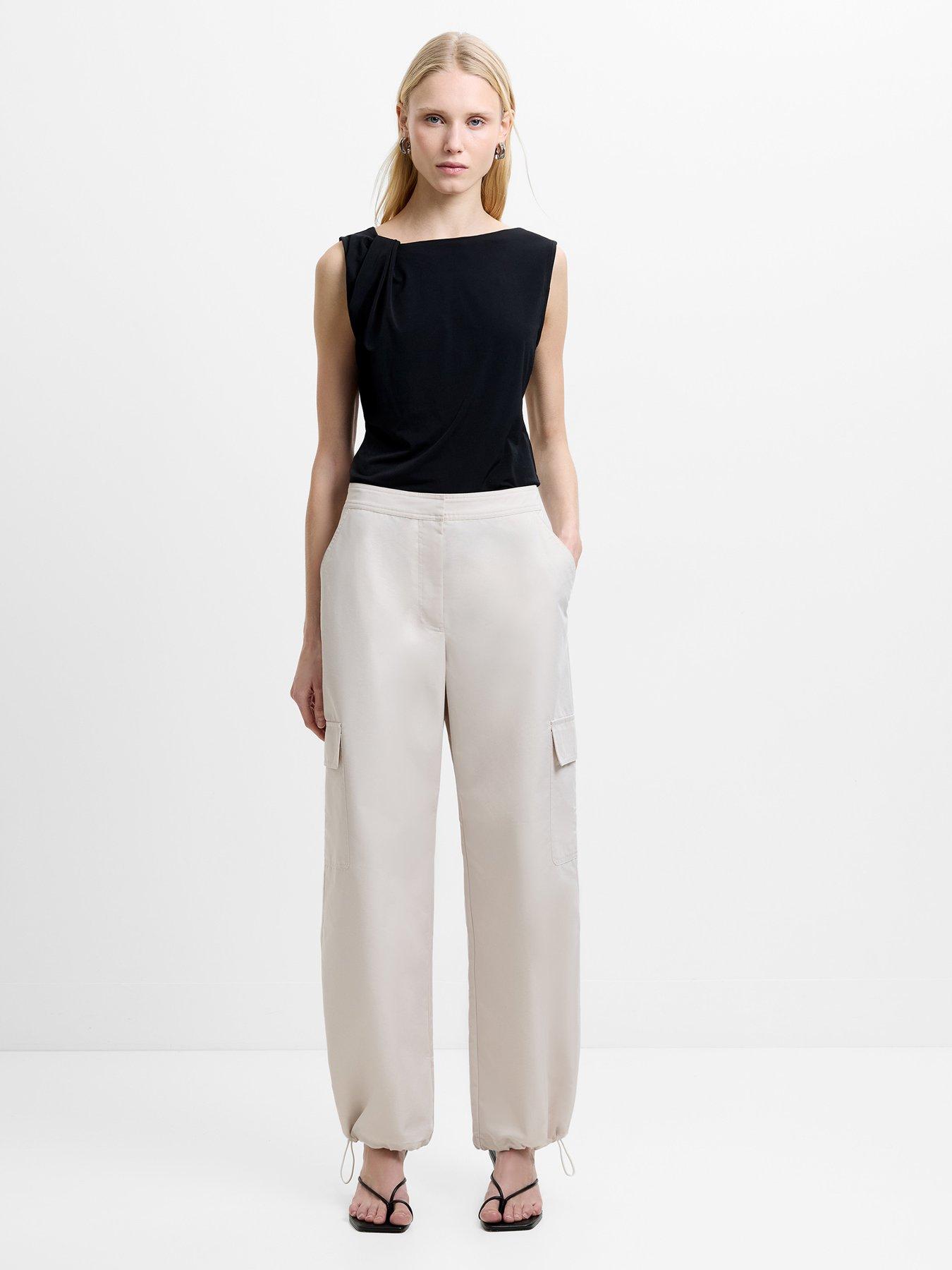 Image 2 of 5 of French Connection Cotton Blend Wide Leg Elasticated Cargo Trousers