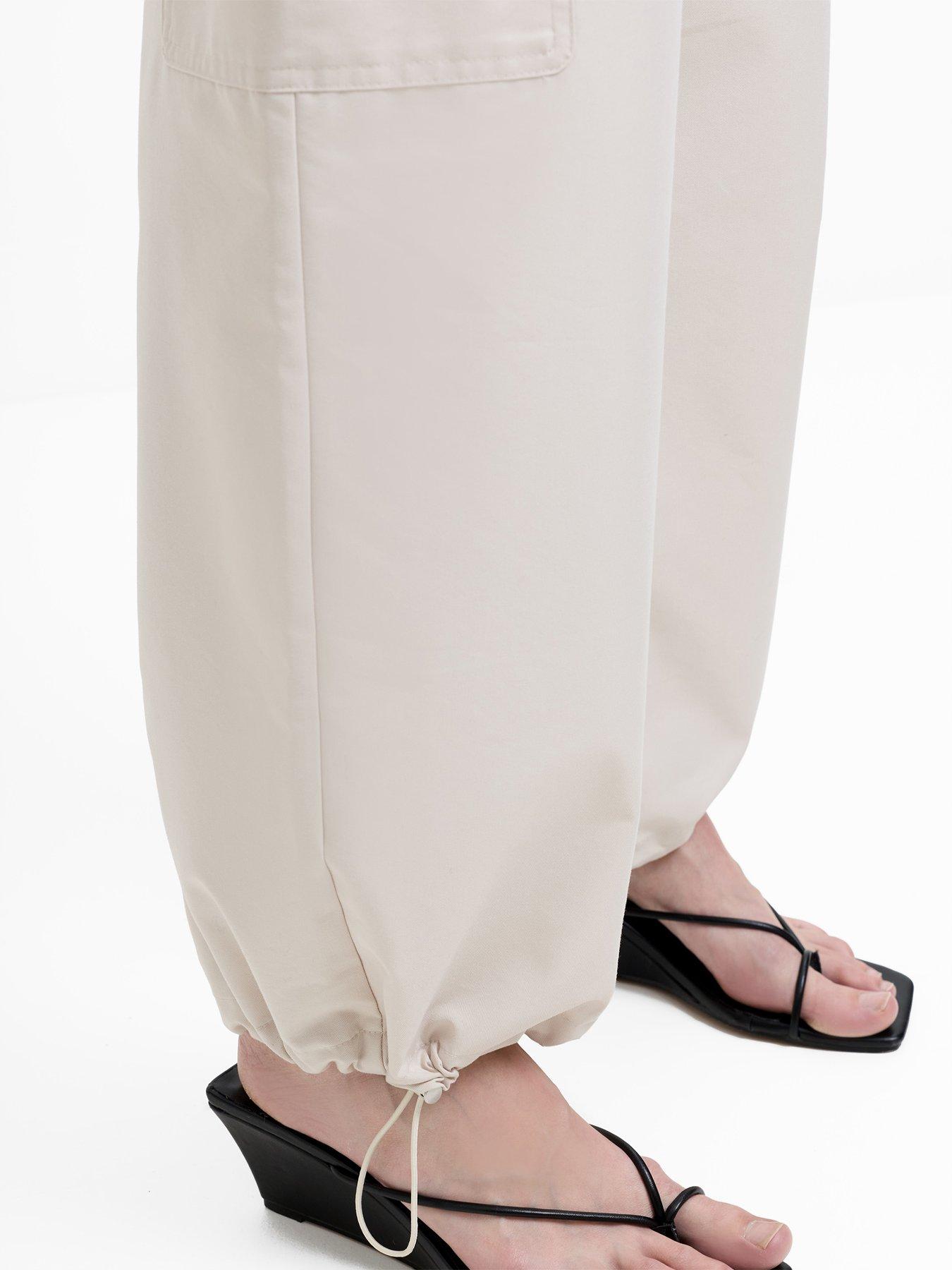Image 4 of 5 of French Connection Cotton Blend Wide Leg Elasticated Cargo Trousers