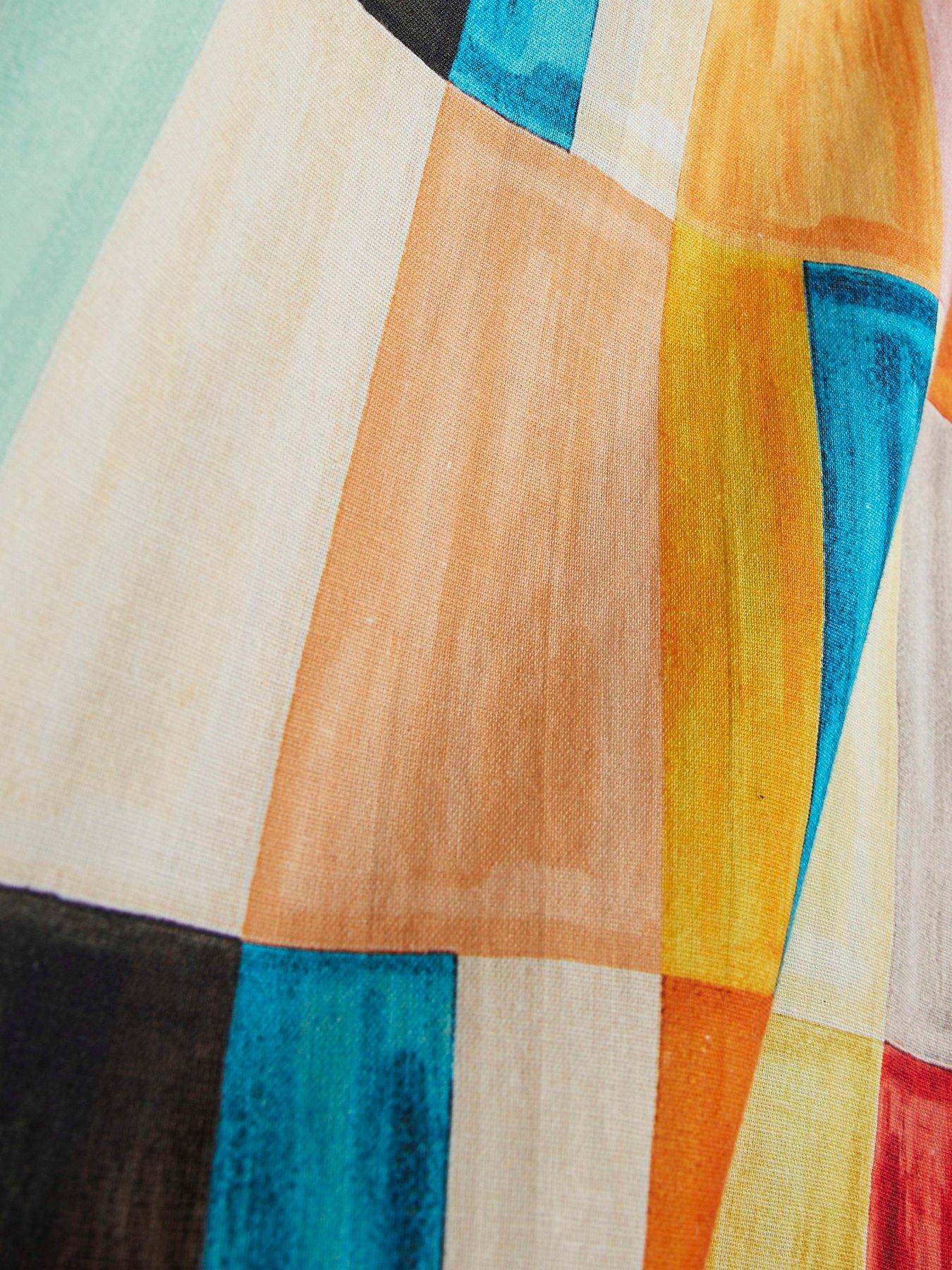 Image 5 of 5 of River Island Cotton Painted Check Maxi Dress - Orange