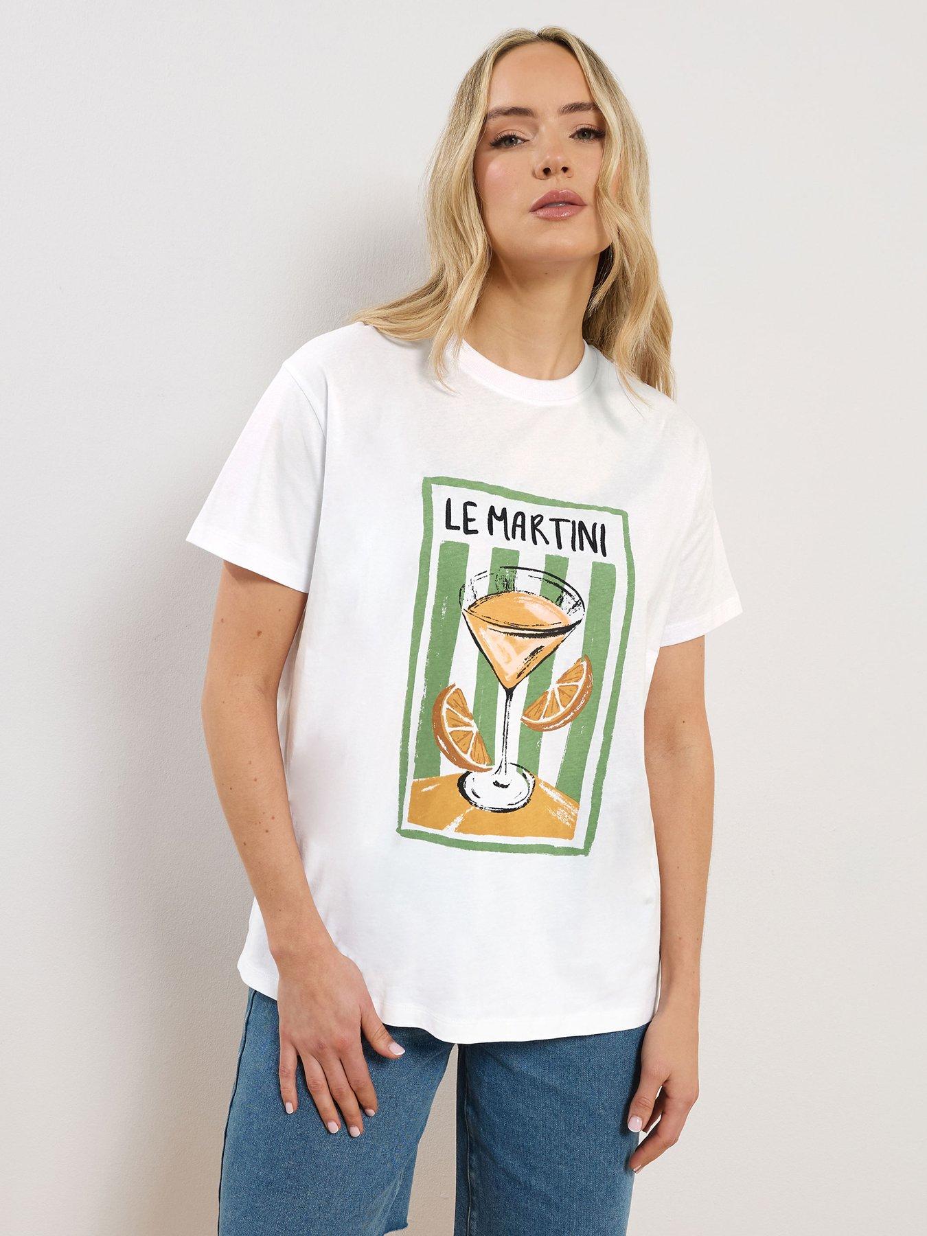 Image 1 of 6 of Long Tall Sally Martini Embroidered Oversized T-Shirt - White
