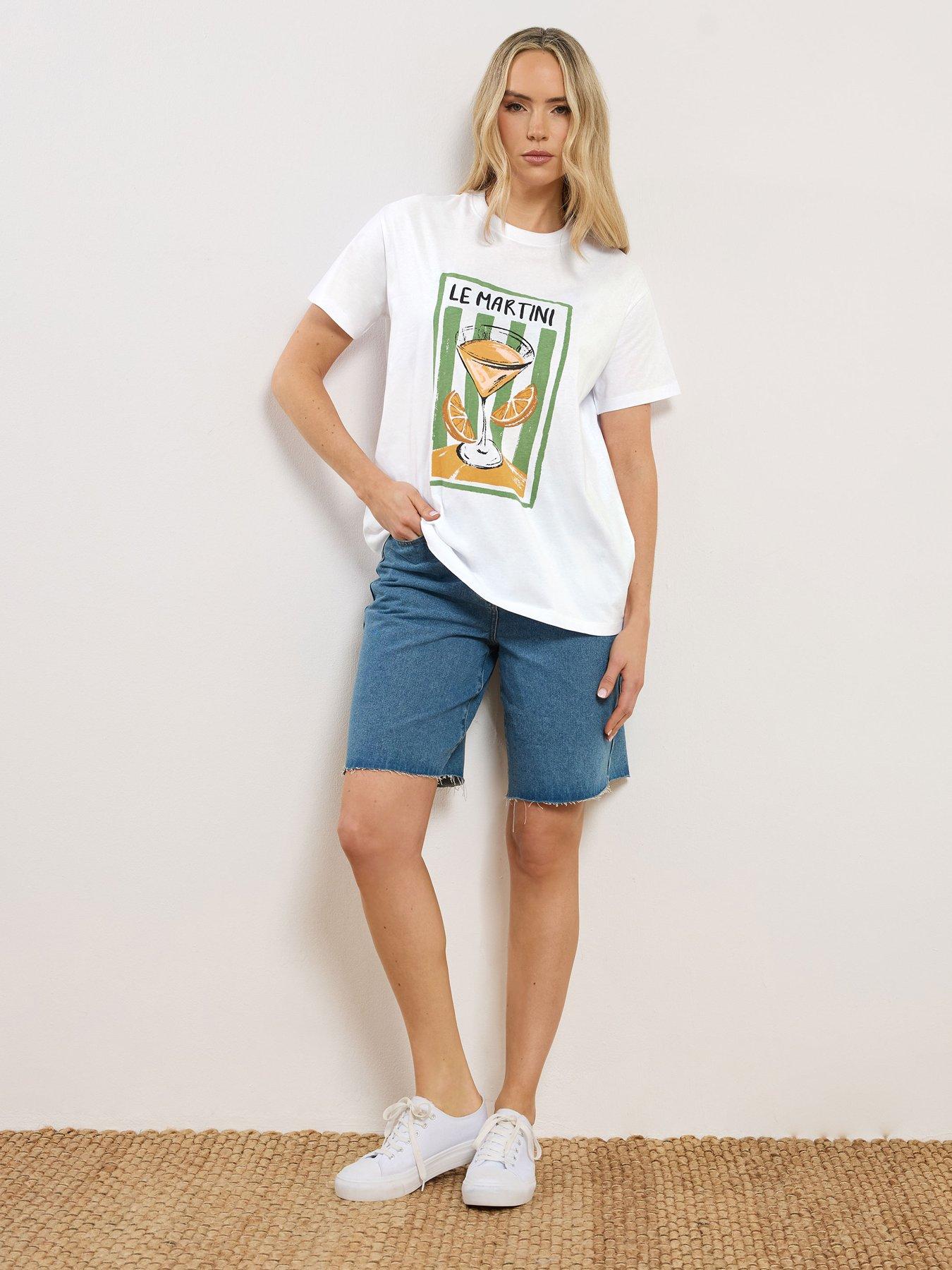 Image 3 of 6 of Long Tall Sally Martini Embroidered Oversized T-Shirt - White