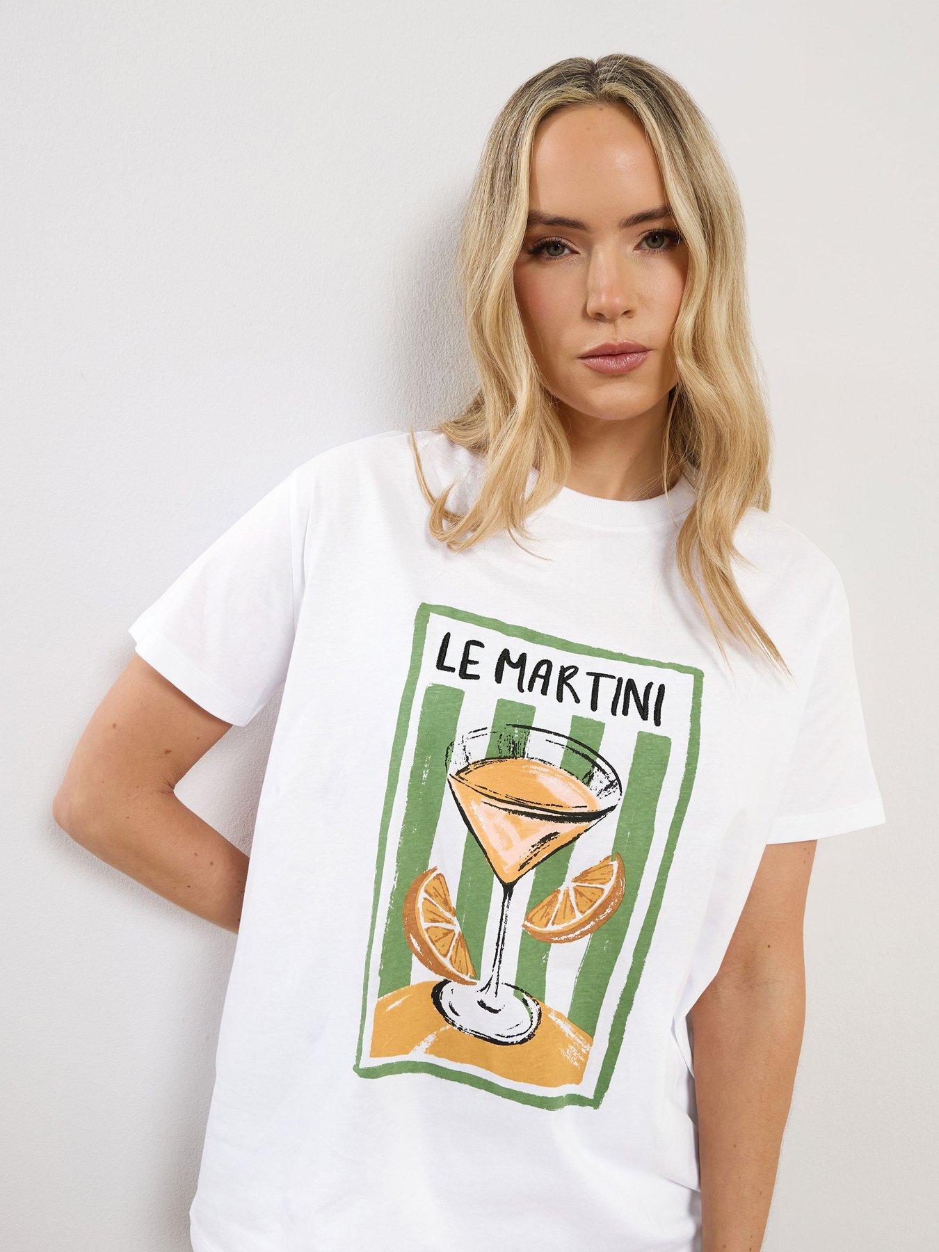 Image 4 of 6 of Long Tall Sally Martini Embroidered Oversized T-Shirt - White