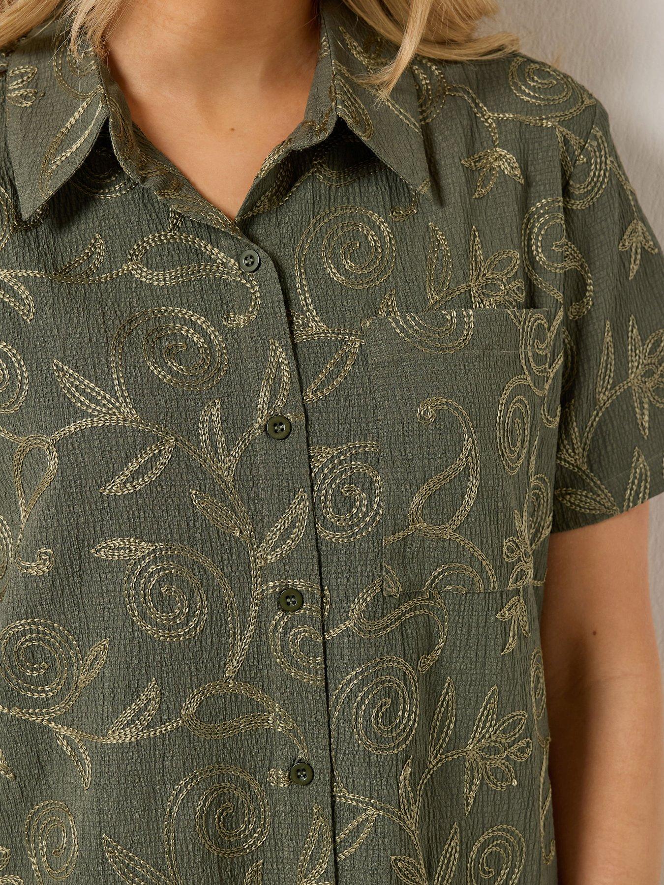 Image 4 of 4 of Long Tall Sally Tall Embroidered Floral Shirt