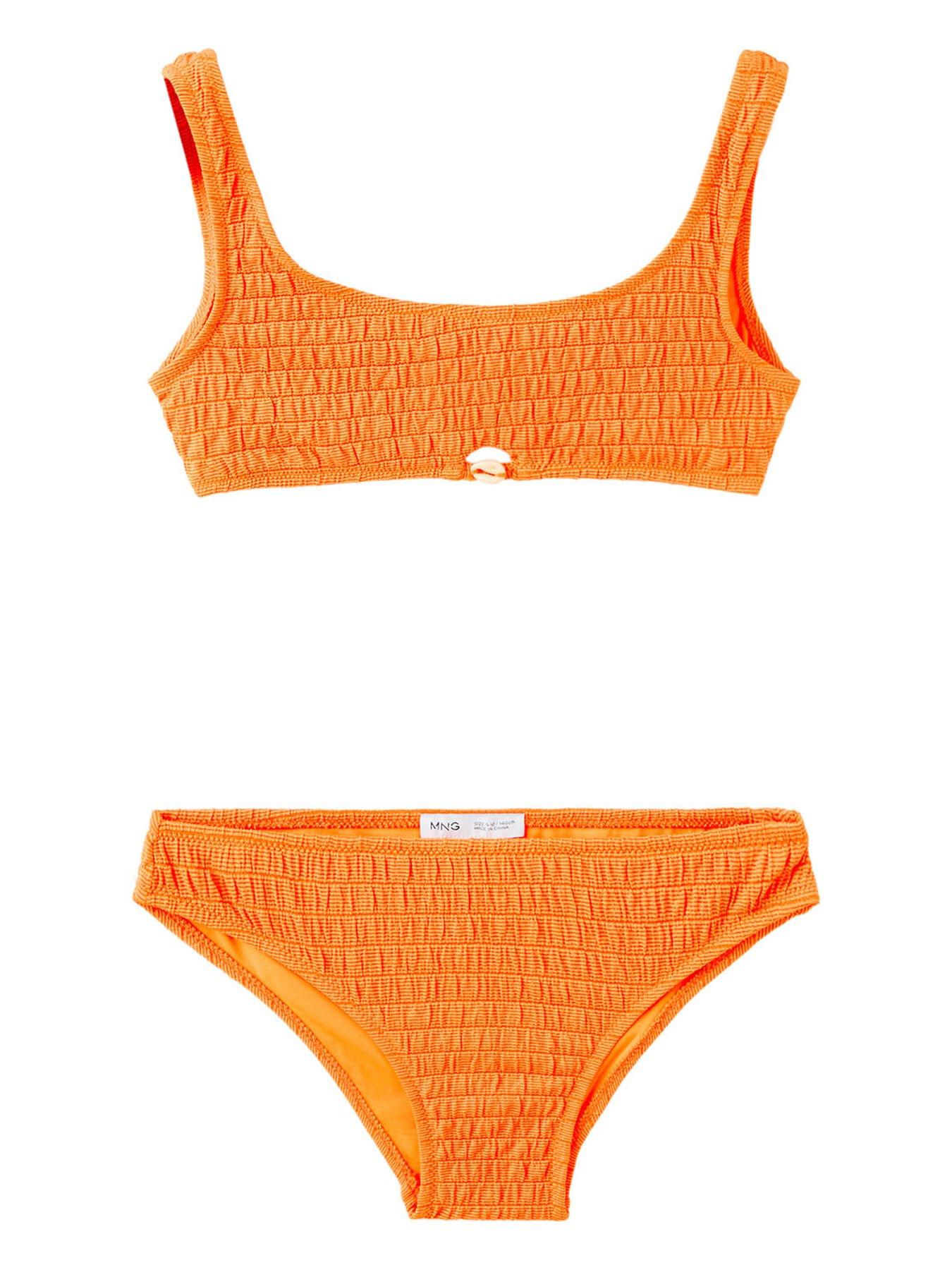 Mango Girls Textured Bikini, Orange, Size Age: 13-14 Years