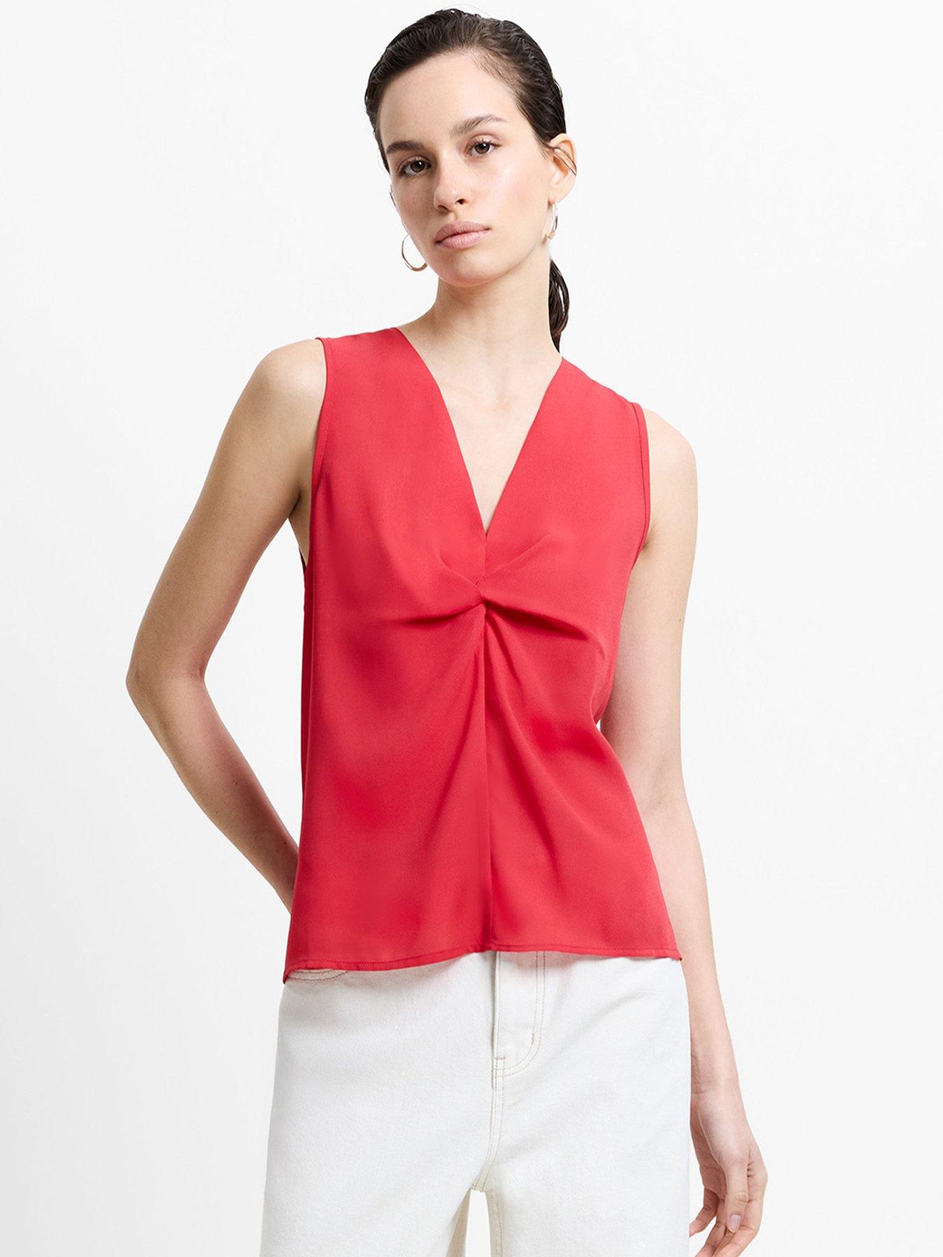 Image 1 of 6 of French Connection V-neck Front Twist Sleeveless Top