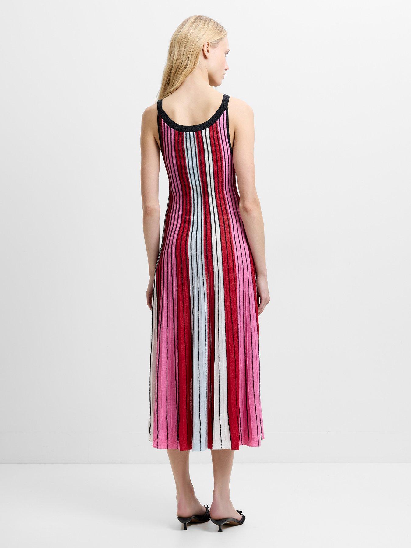 French Connection Vertical Stripe Scoop Neck A-line Knitted Midi Dress |  Very