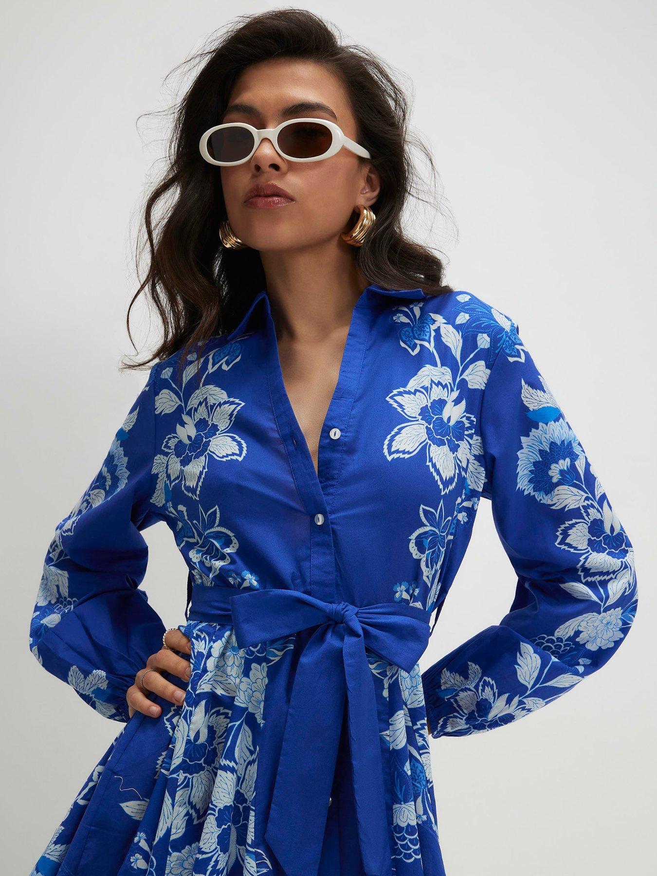 blue shirt dress uk River Island Two Tone Belted - warm iron or dry ASHLEYALL Ivory Bow Long Sleeve Size:Small - 10 UK