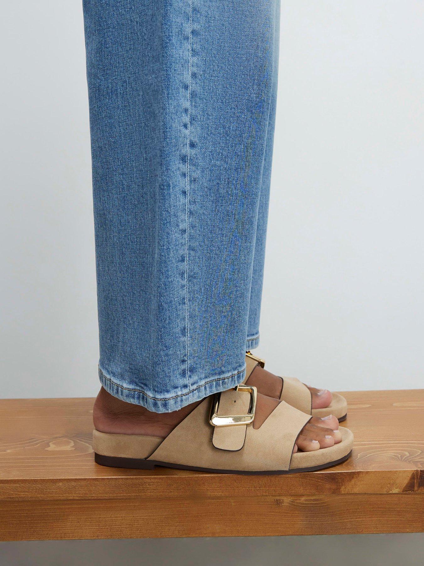 River Island Hardware Footbed Sandal - Beige