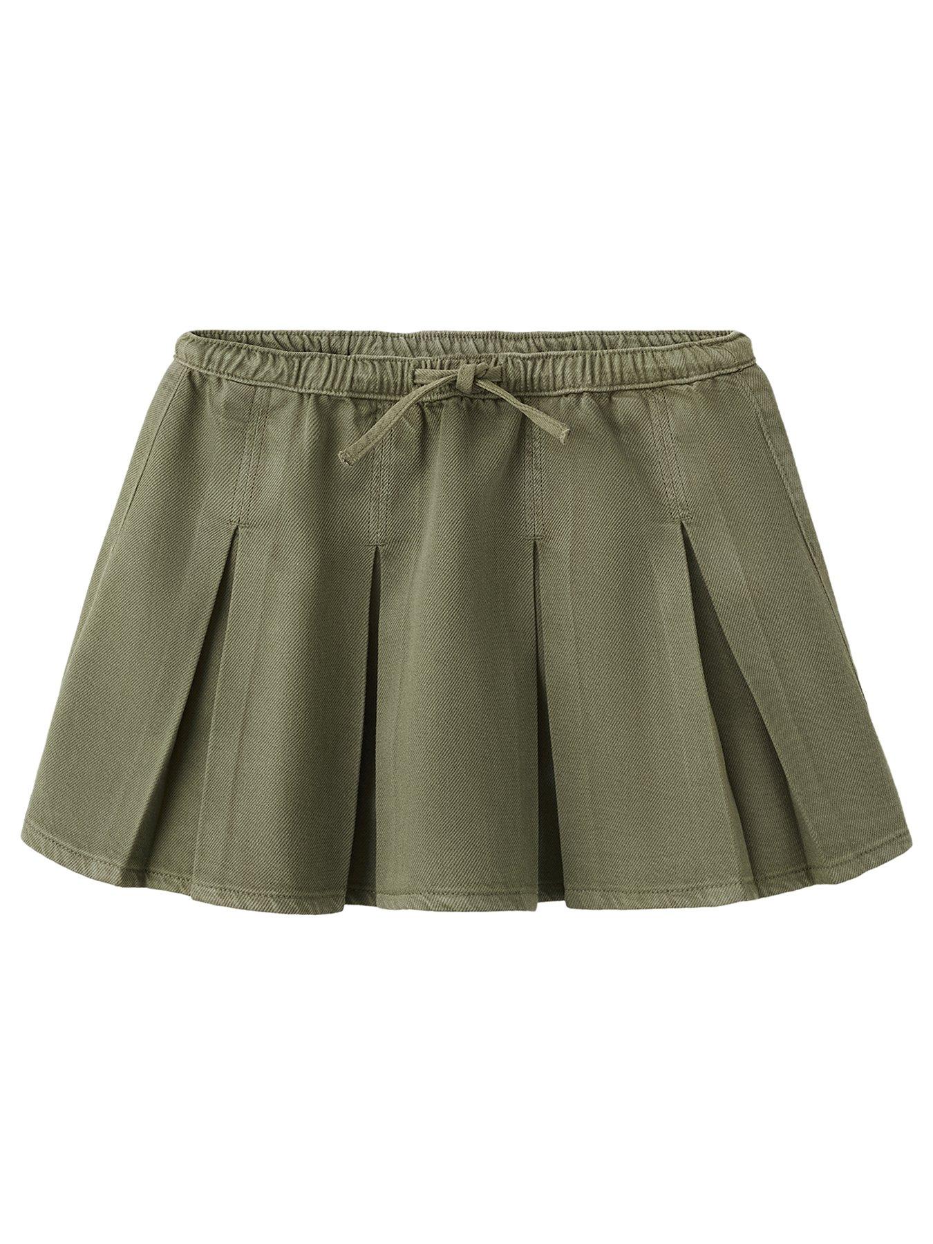 Mango Girls Pleated Skirt, Khaki, Size Age: 11-12 Years