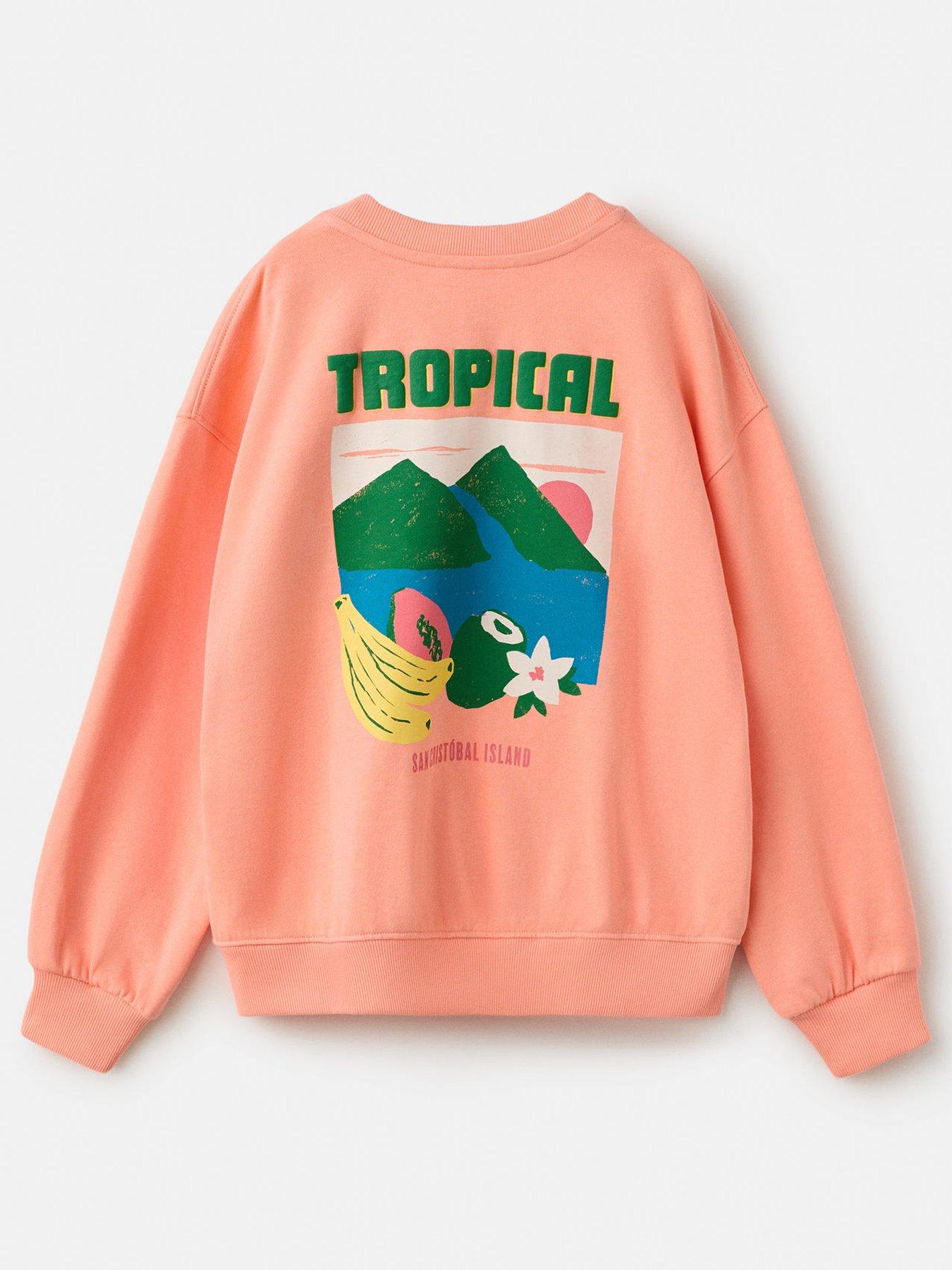 Mango Boys Tropical Back Print Sweatshirt - Orange