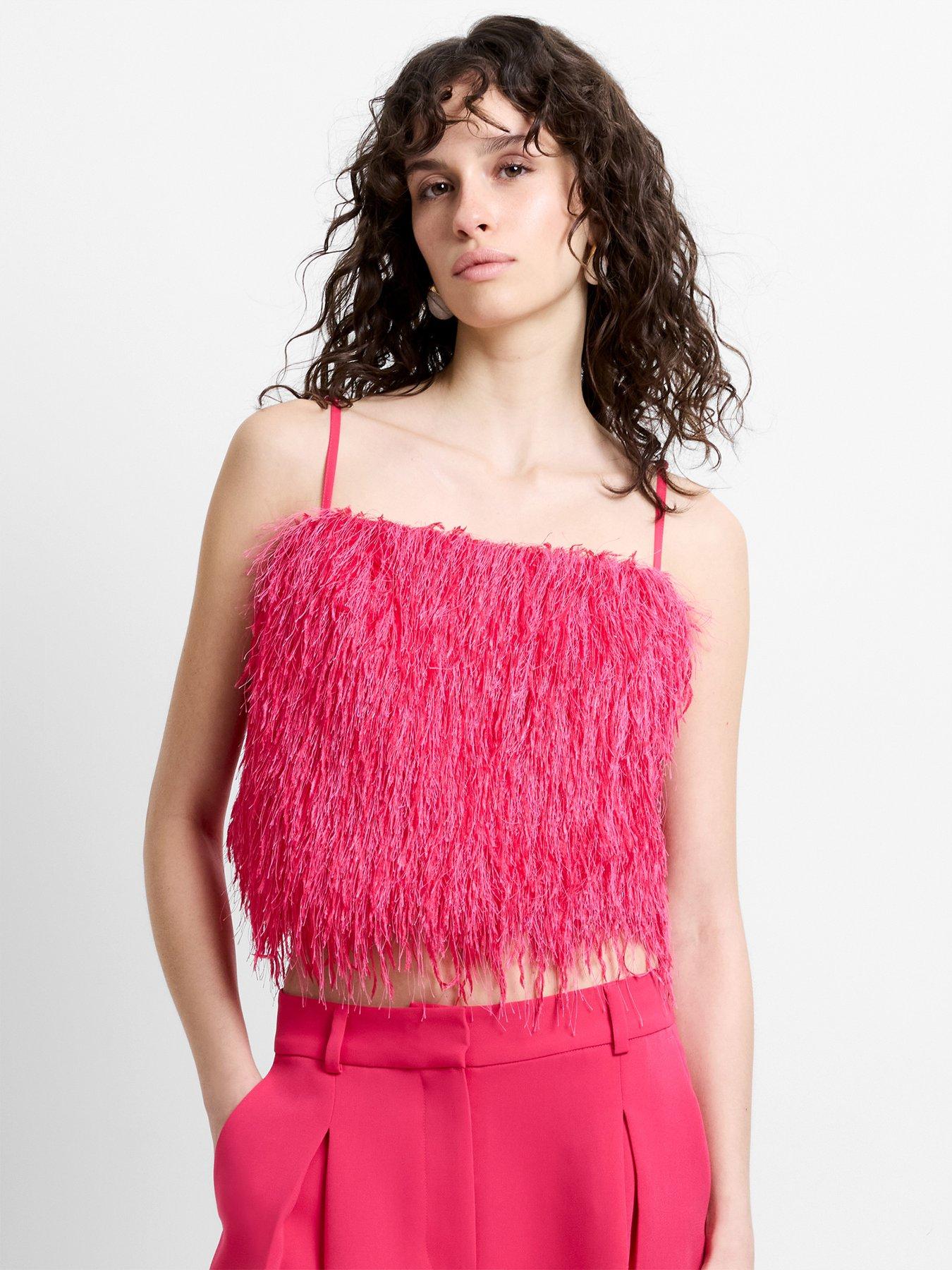 French Connection Sonia Textured Strappy Crop Top - Pink