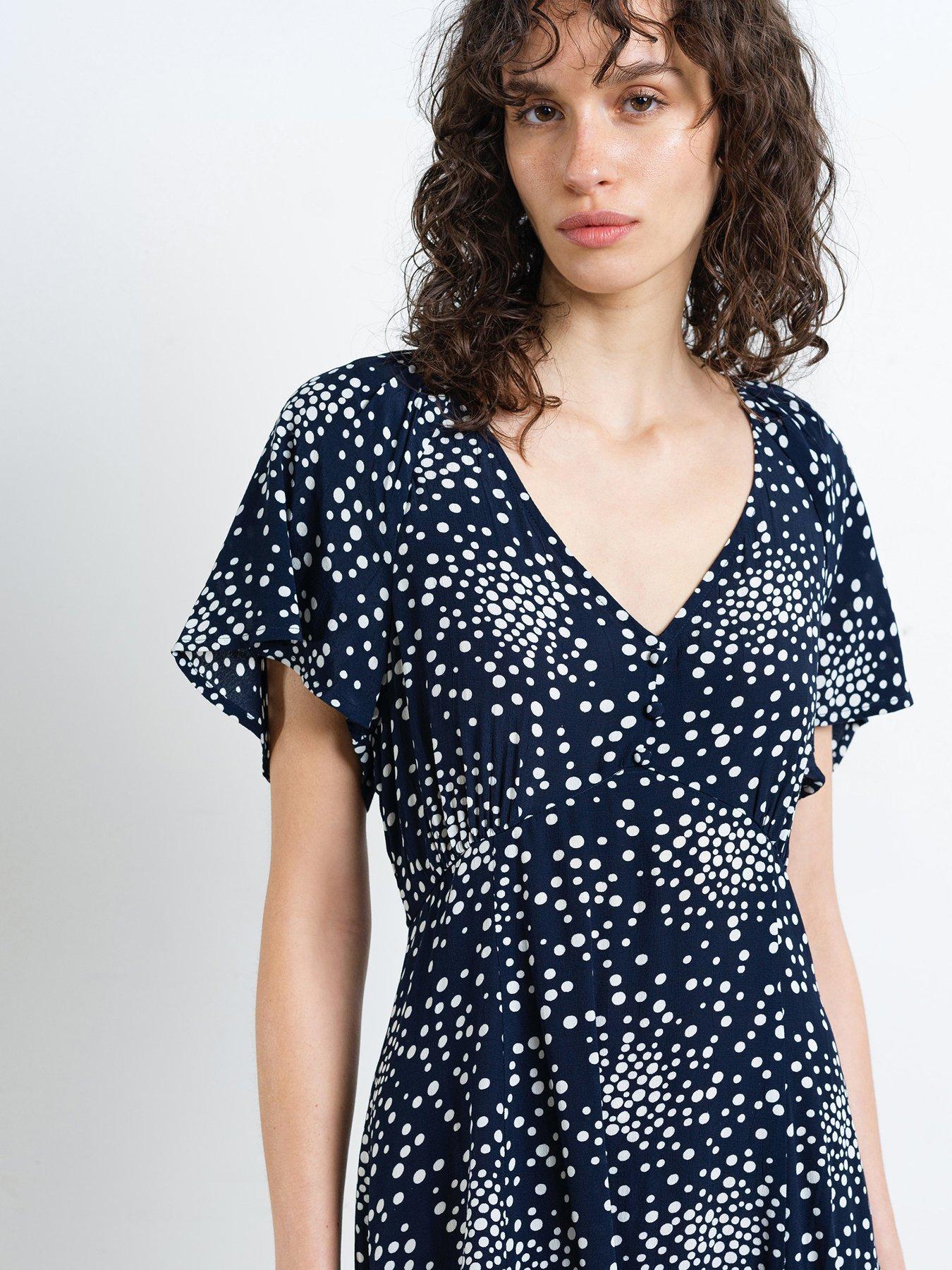 knee length dresses for ladies Polka Dot Swing Dress Black/White main image 1