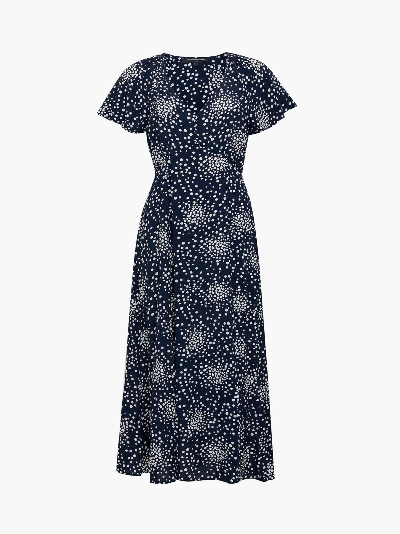 formal plus size navy blue dress French Connection Gabriella Delph Midi Dress-Blue Depths – Eva Lucia