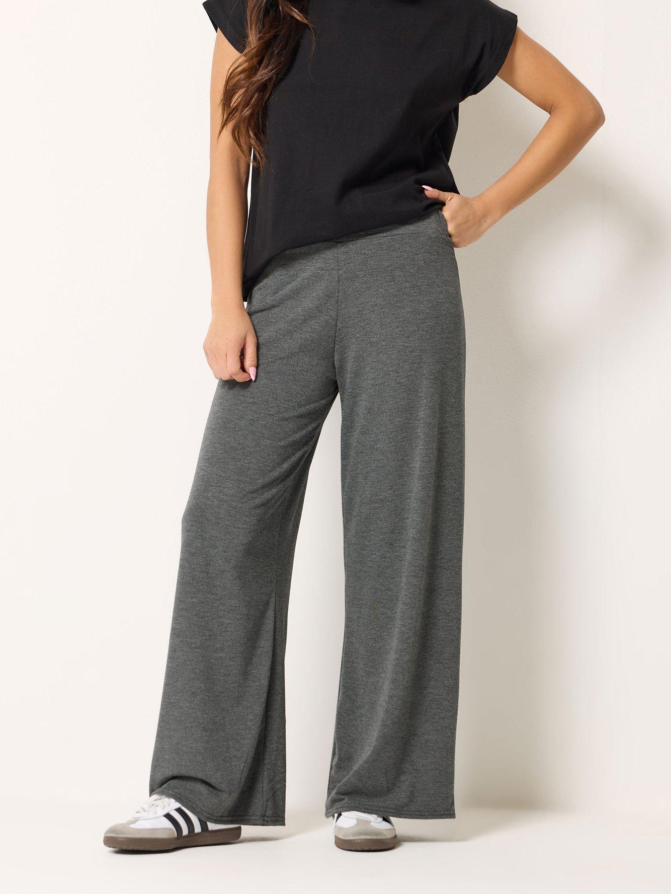 PixieGirl Petite Wide Leg Trousers - Grey