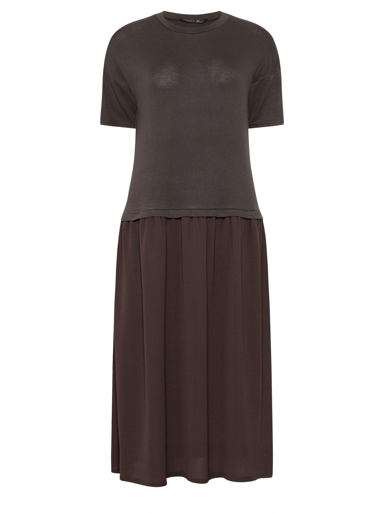 Image 5 of 5 of PixieGirl Petite Drop Waist Maxi Dress - Brown