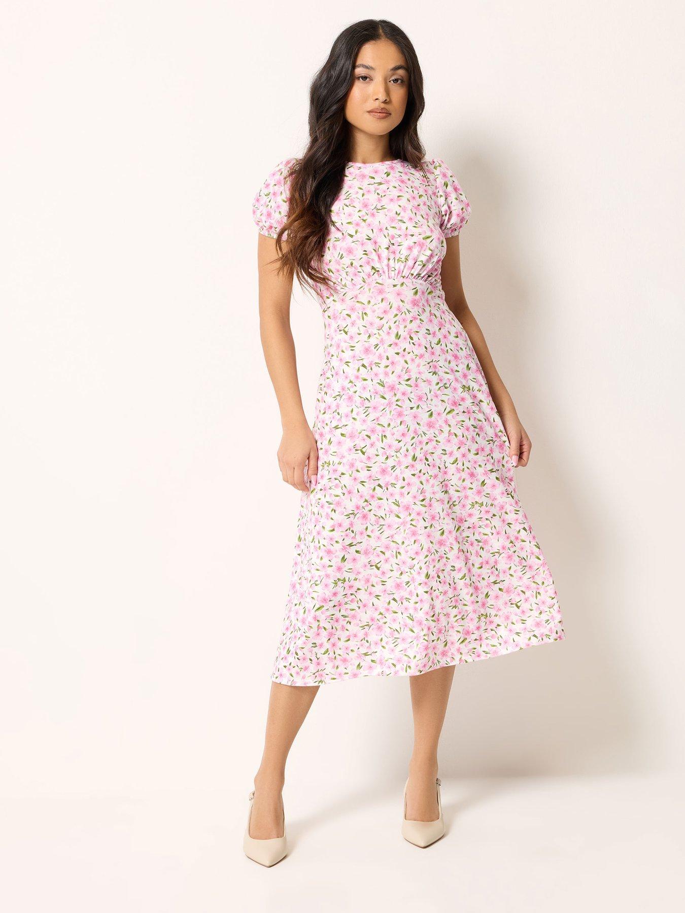 drop waist midi dress petite Women's Petite Bow Detail Dropped Waist Midi Dress, Black