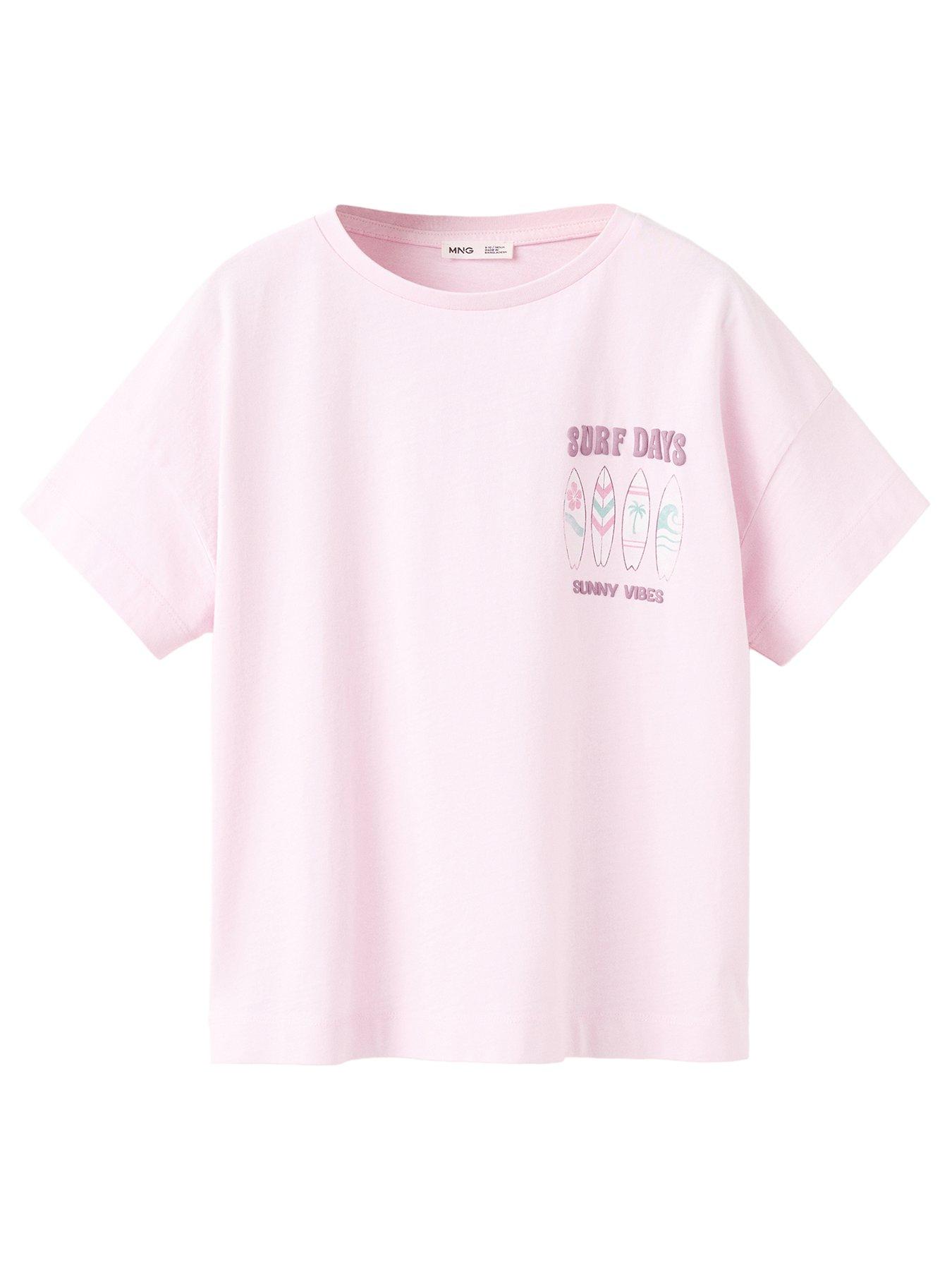 Mango Girls Surf Days Short Sleeve T-shirt, Light Purple, Size Age: 5-6 Years
