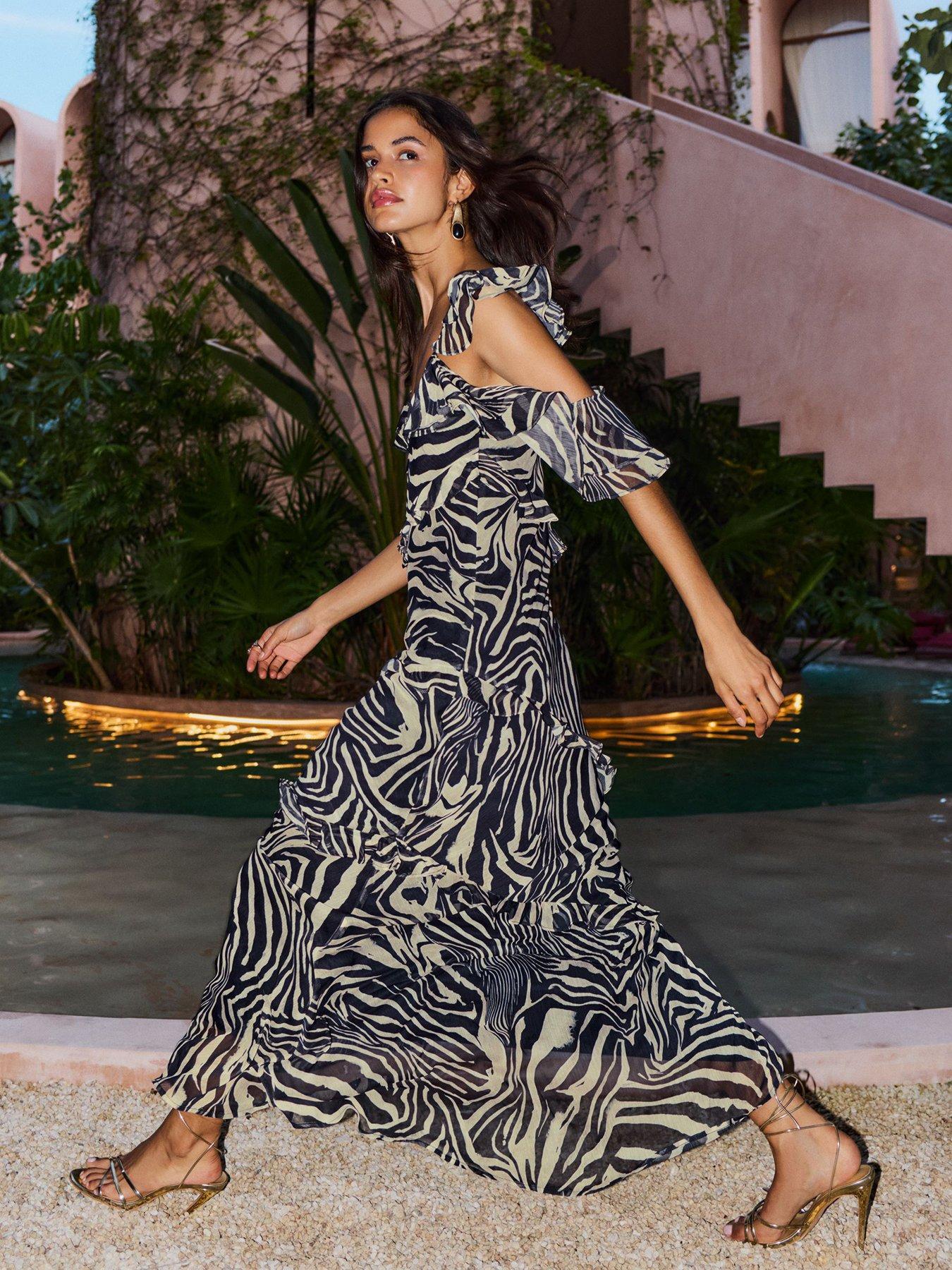 friends like these maxi dress Buy Friends Like These Black and Silver Petite Foil Spot Short Sleeve  Chiffon Tiered Maxi Dress from Next USA