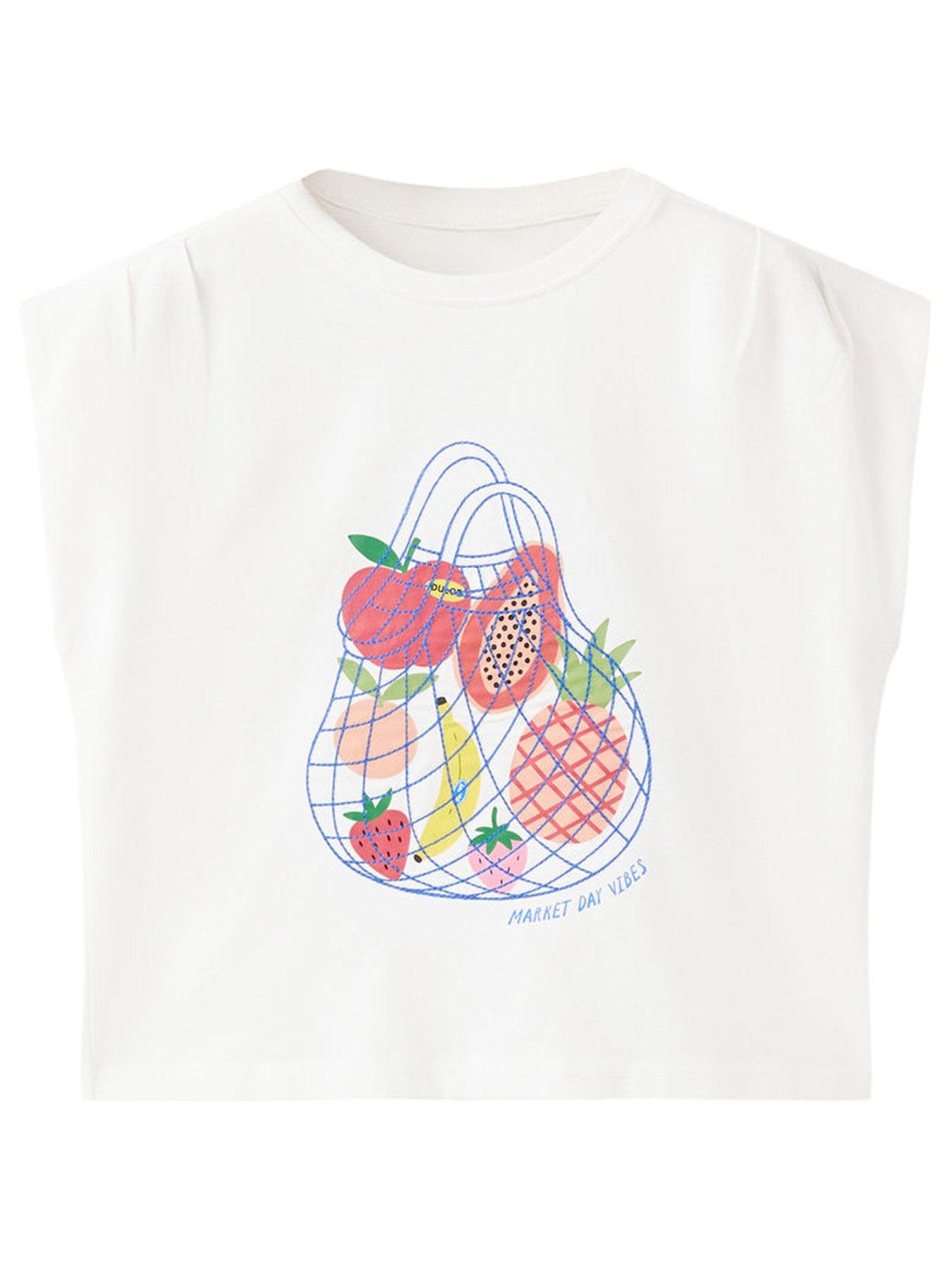 Mango Girls Fruit T-Shirt - Light Cream