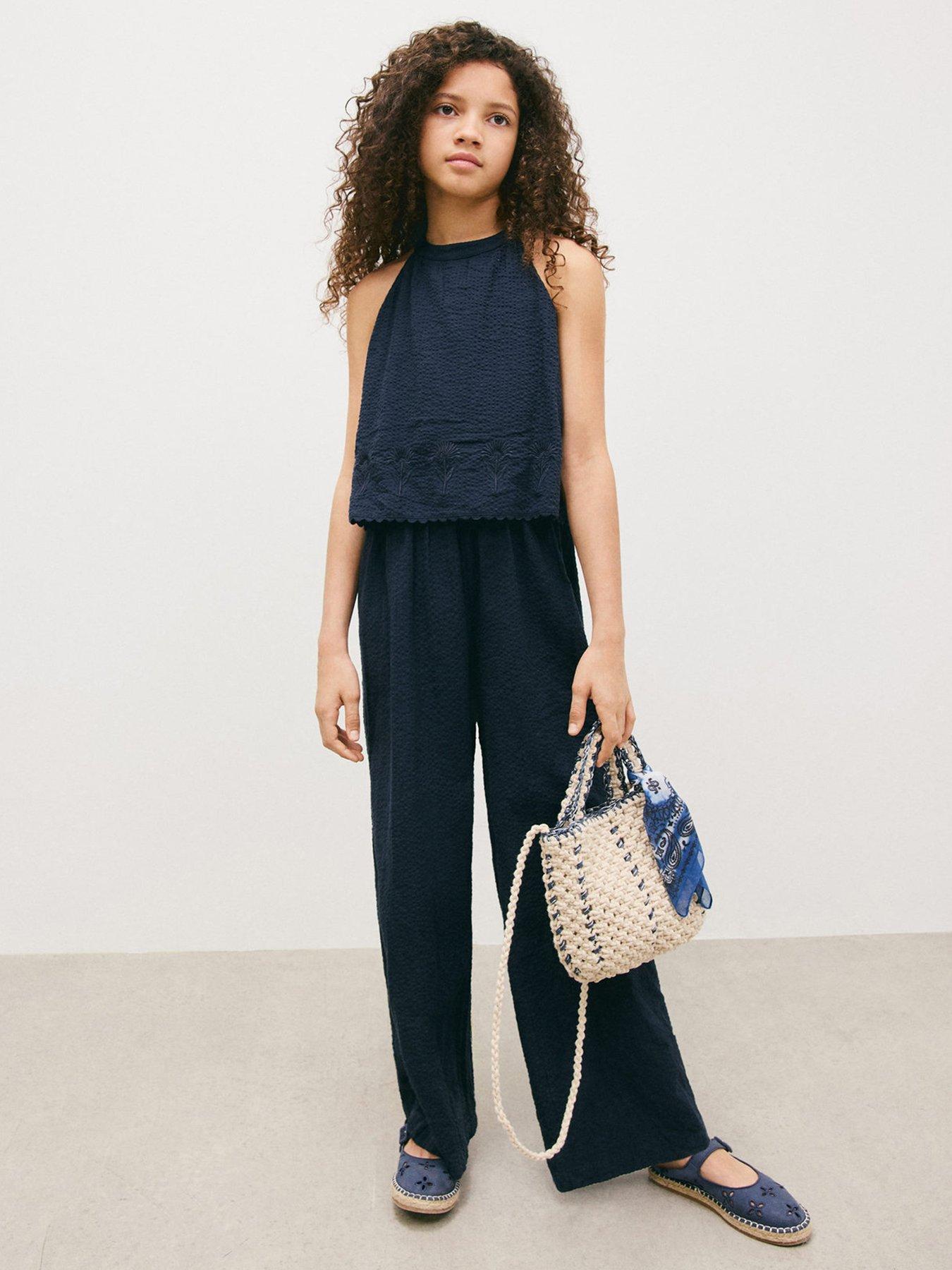 Mango Girls Layered Jumpsuit - Navy