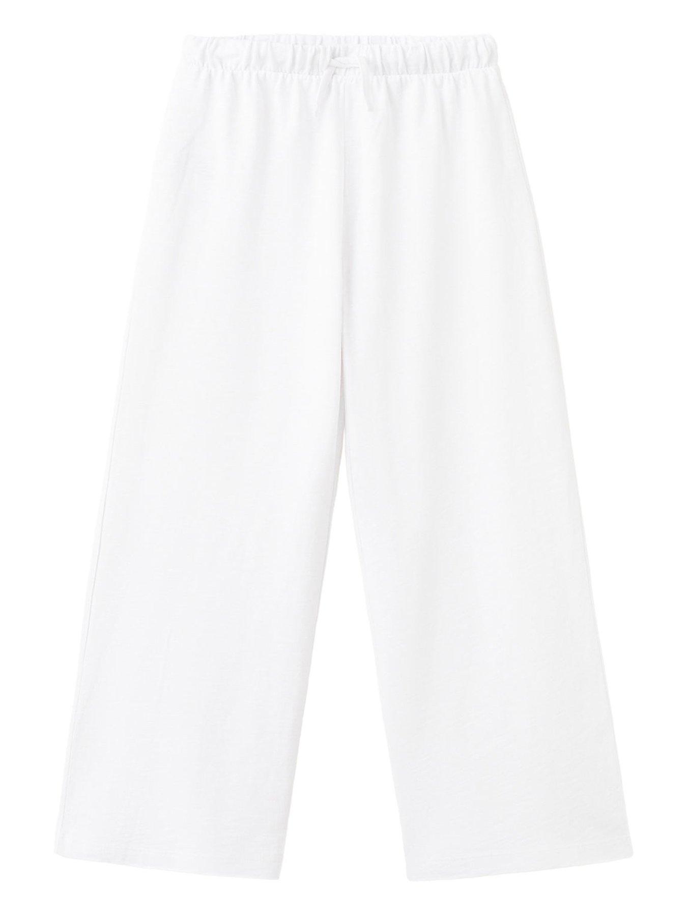Mango Girls Jersey Trousers, White, Size Age: 11-12 Years