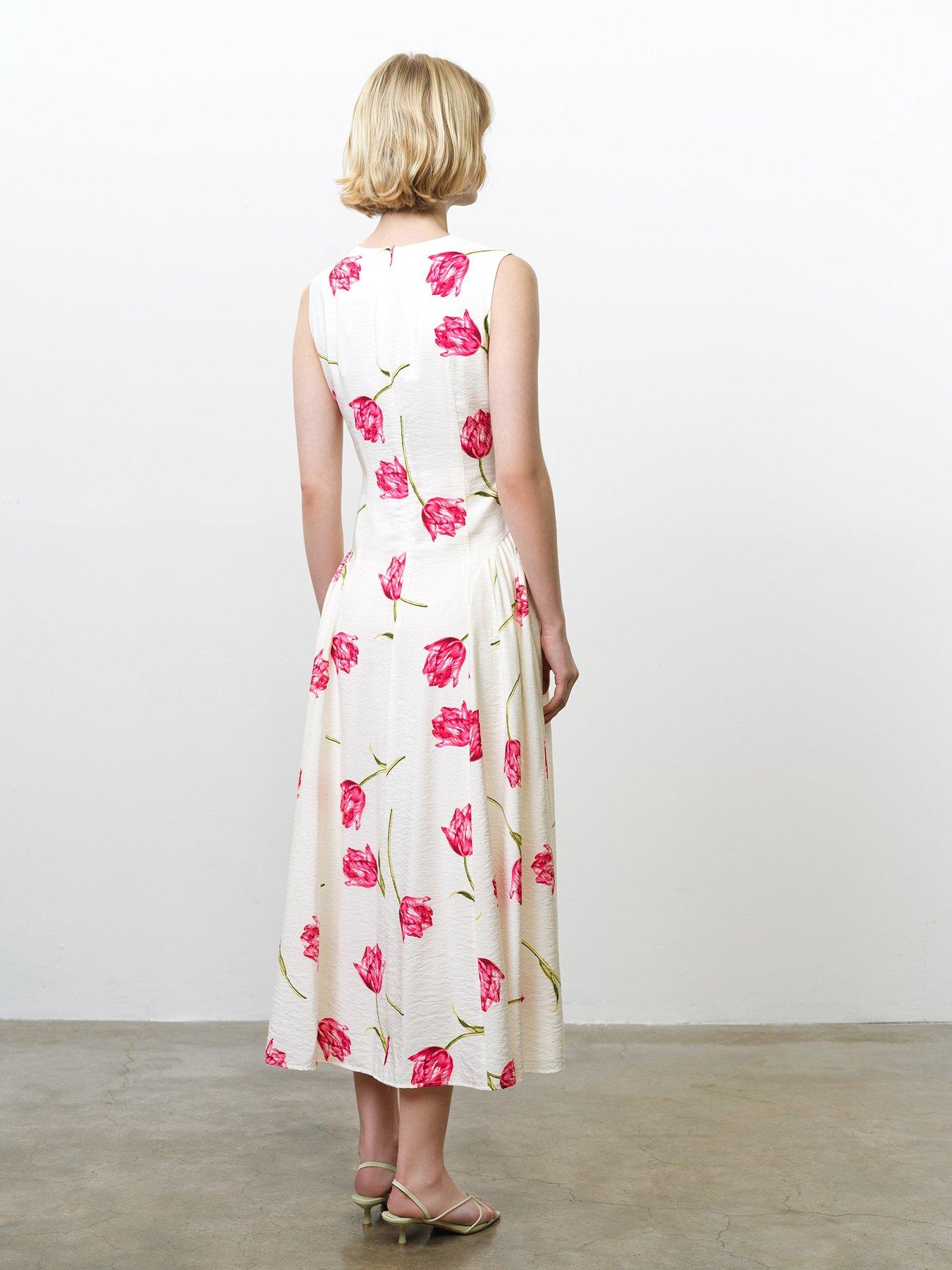 French Connection Floral Print Draped V-neck Flowy Midi Dress | Very