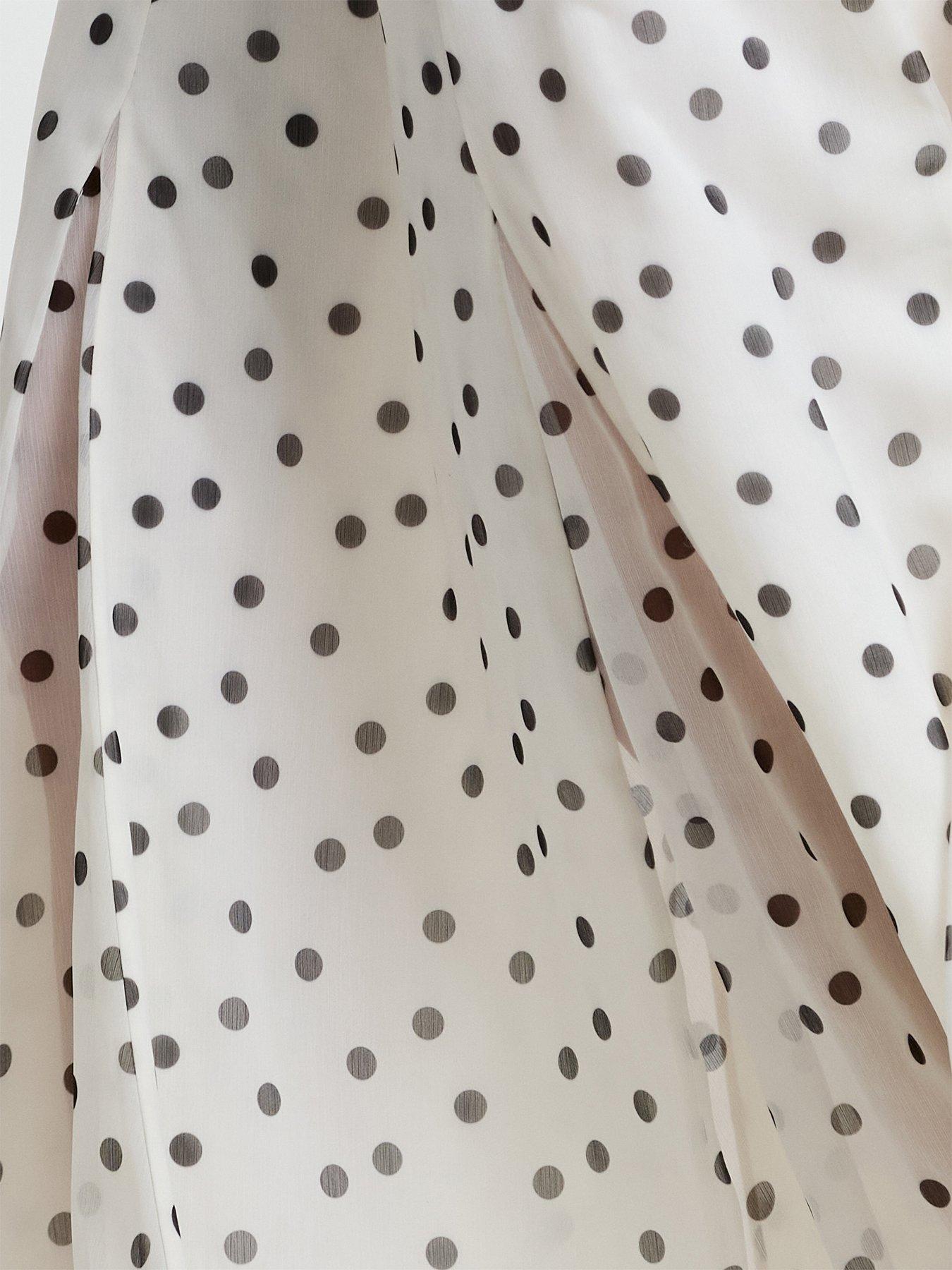 Image 4 of 5 of French Connection Emina Chiffon Polka Dot Dress - Cream