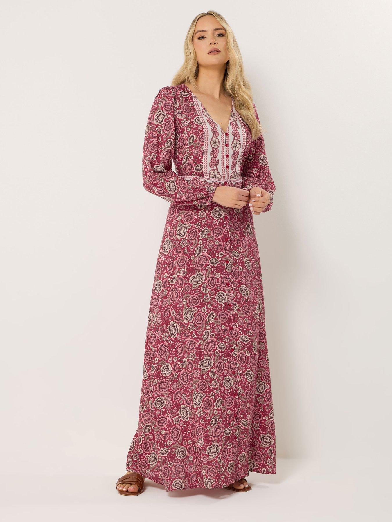 Image 3 of 5 of Long Tall Sally Tall Floral Long Sleeve Button Maxi Dress
