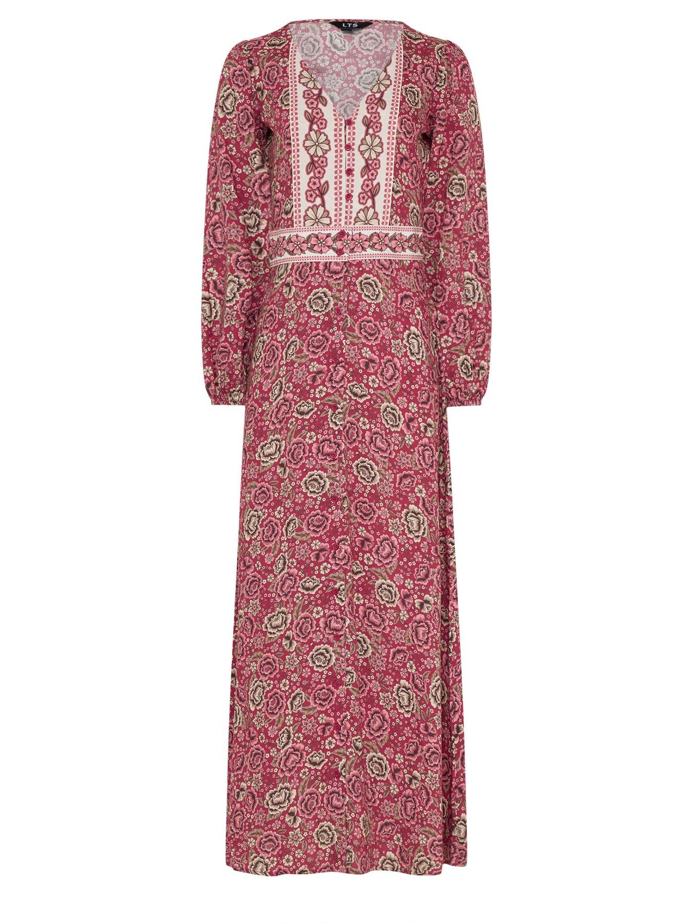 Image 5 of 5 of Long Tall Sally Tall Floral Long Sleeve Button Maxi Dress