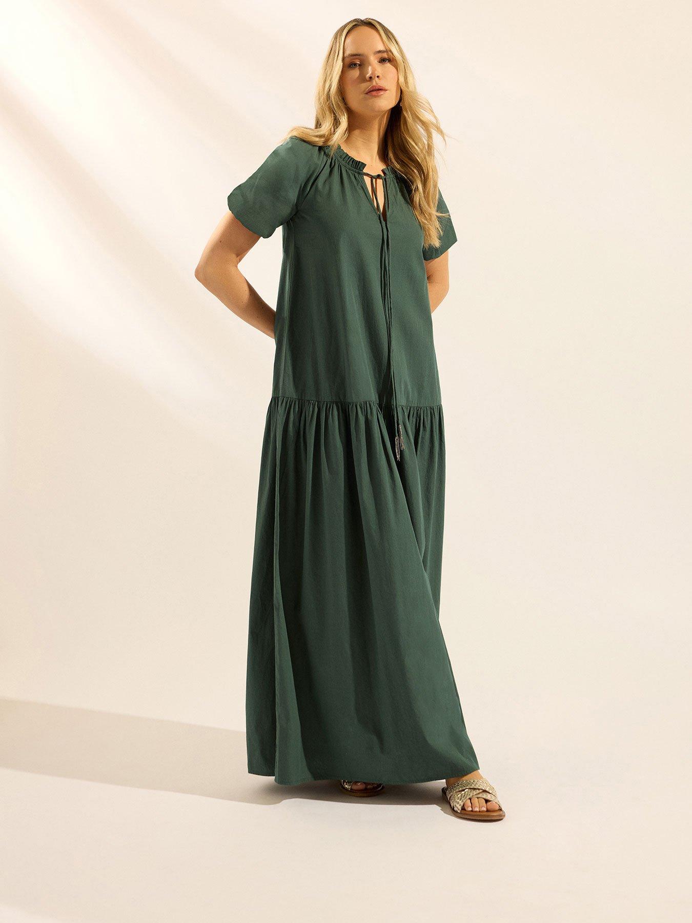 Long Tall Sally Cotton Gypsy Maxi Dress - Green