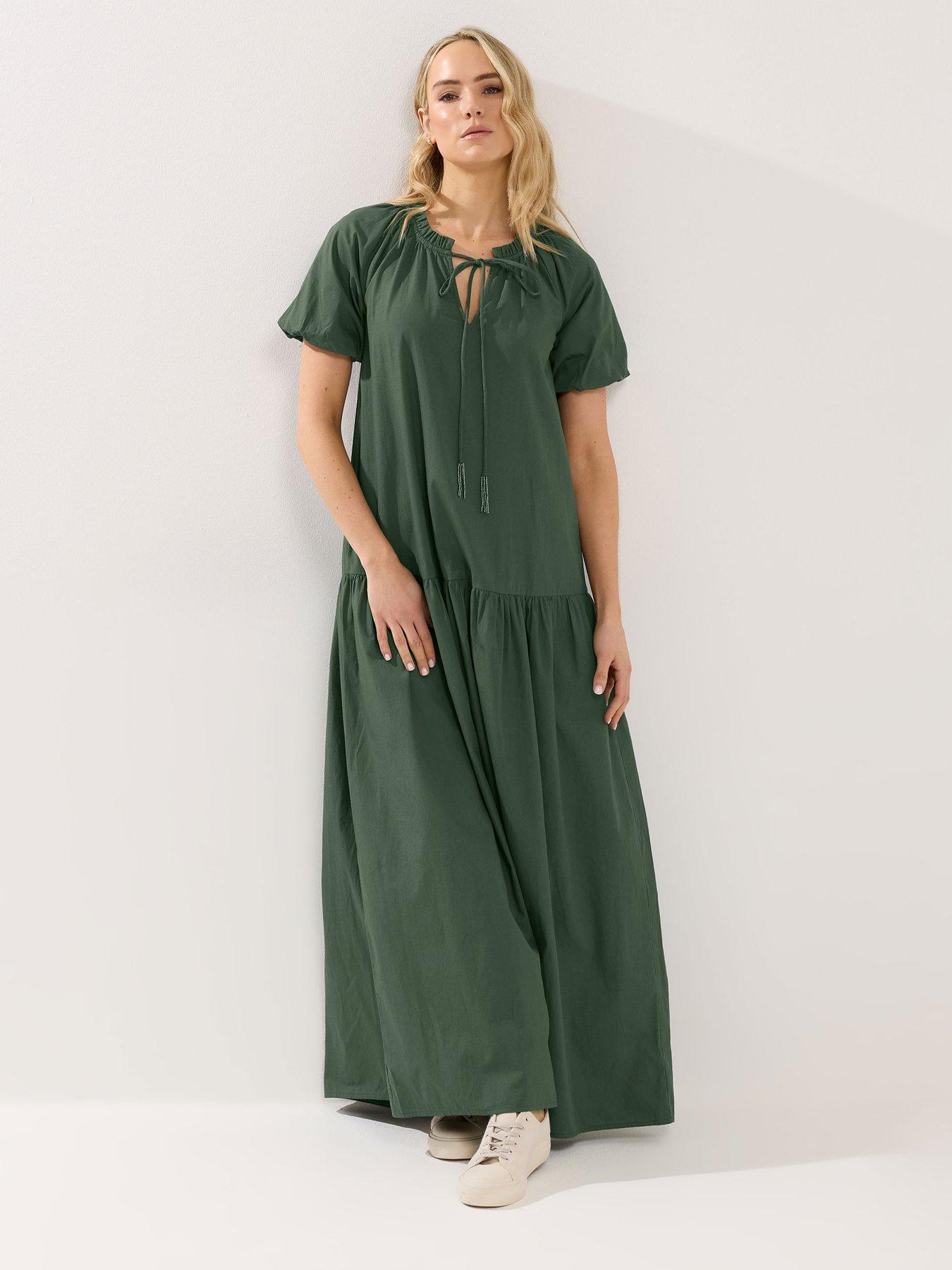 Image 3 of 6 of Long Tall Sally Cotton Gypsy Maxi Dress - Green