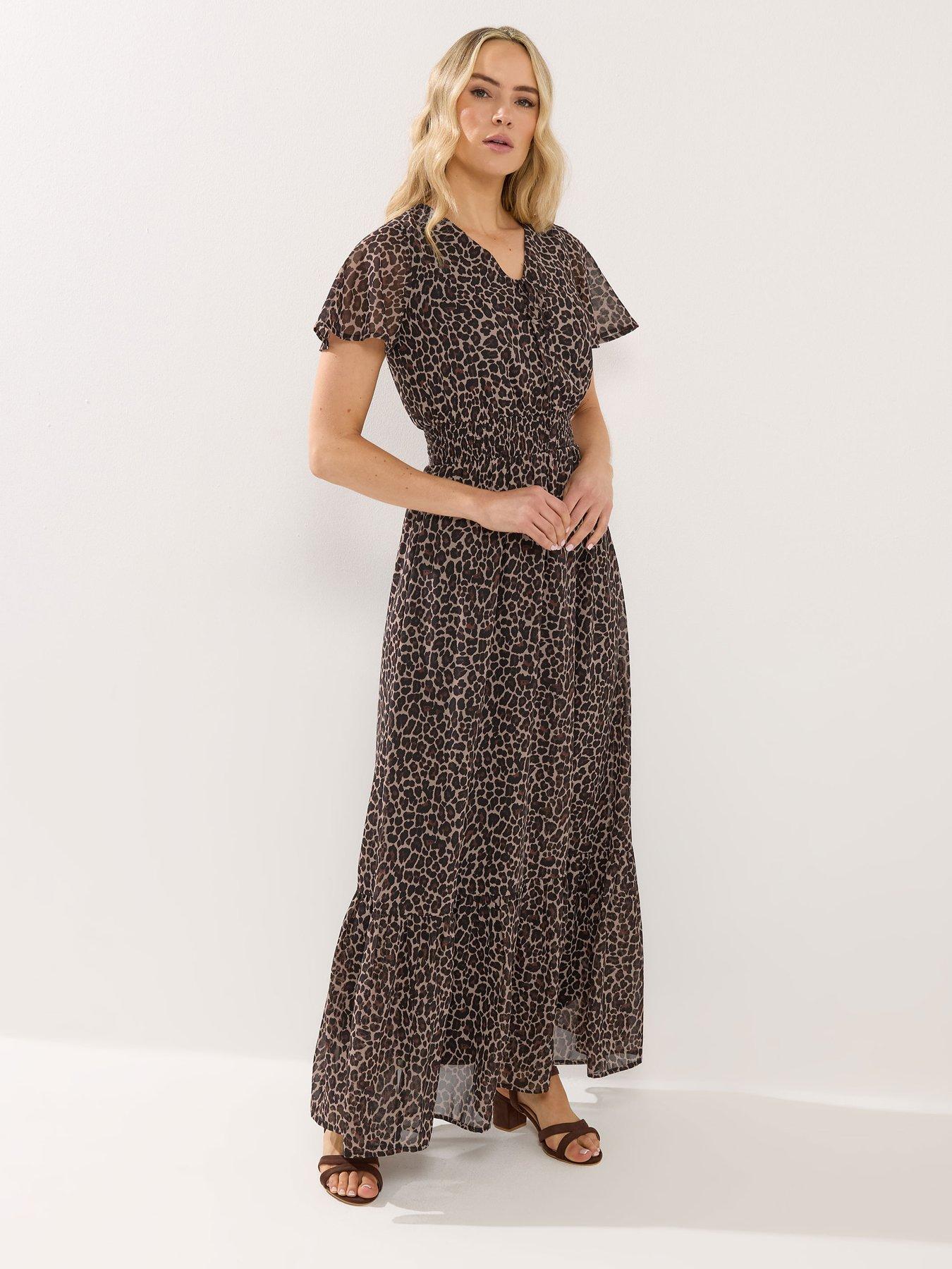 Image 1 of 5 of Long Tall Sally Tall Leopard Print Georgette Maxi Dress