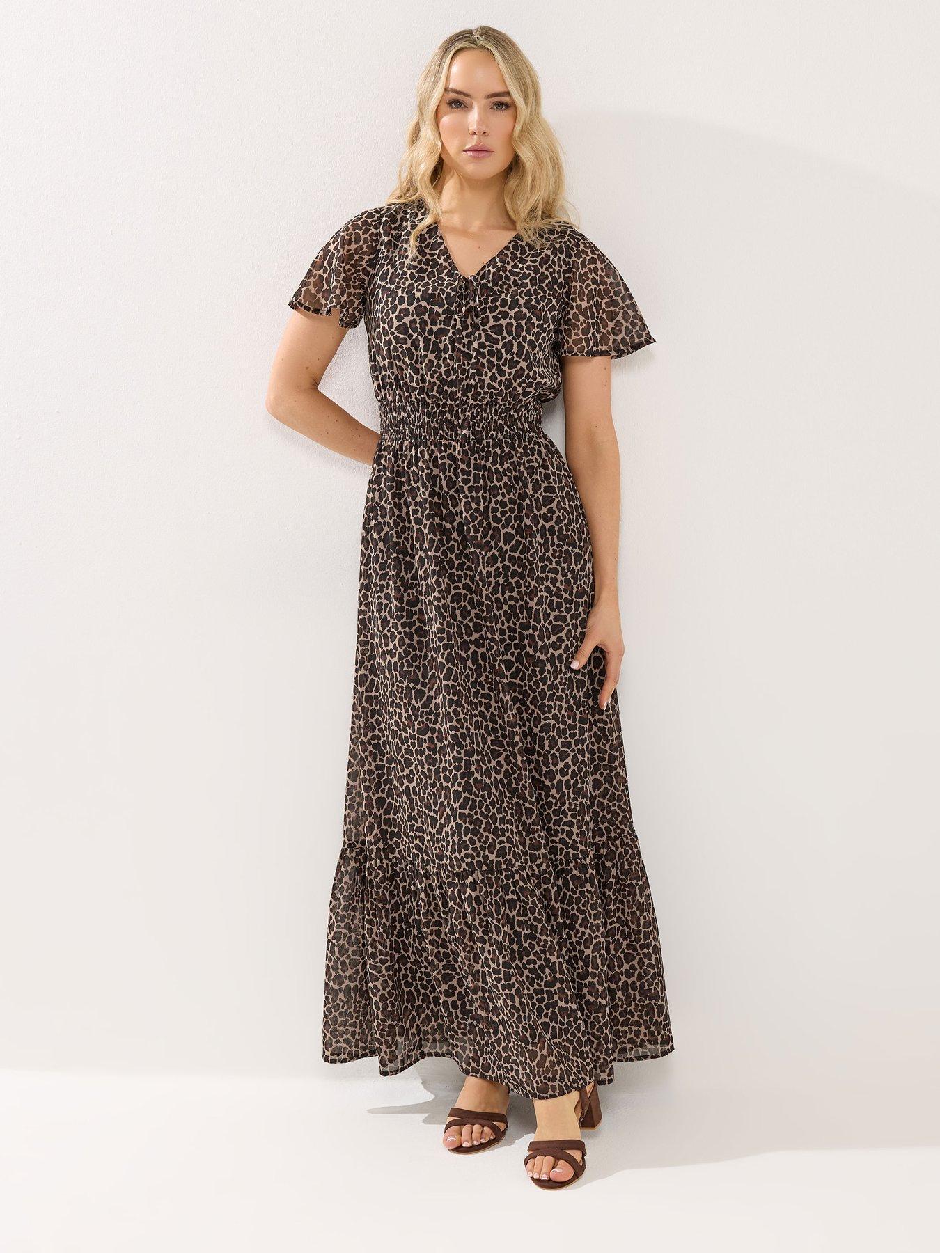 Image 3 of 5 of Long Tall Sally Tall Leopard Print Georgette Maxi Dress