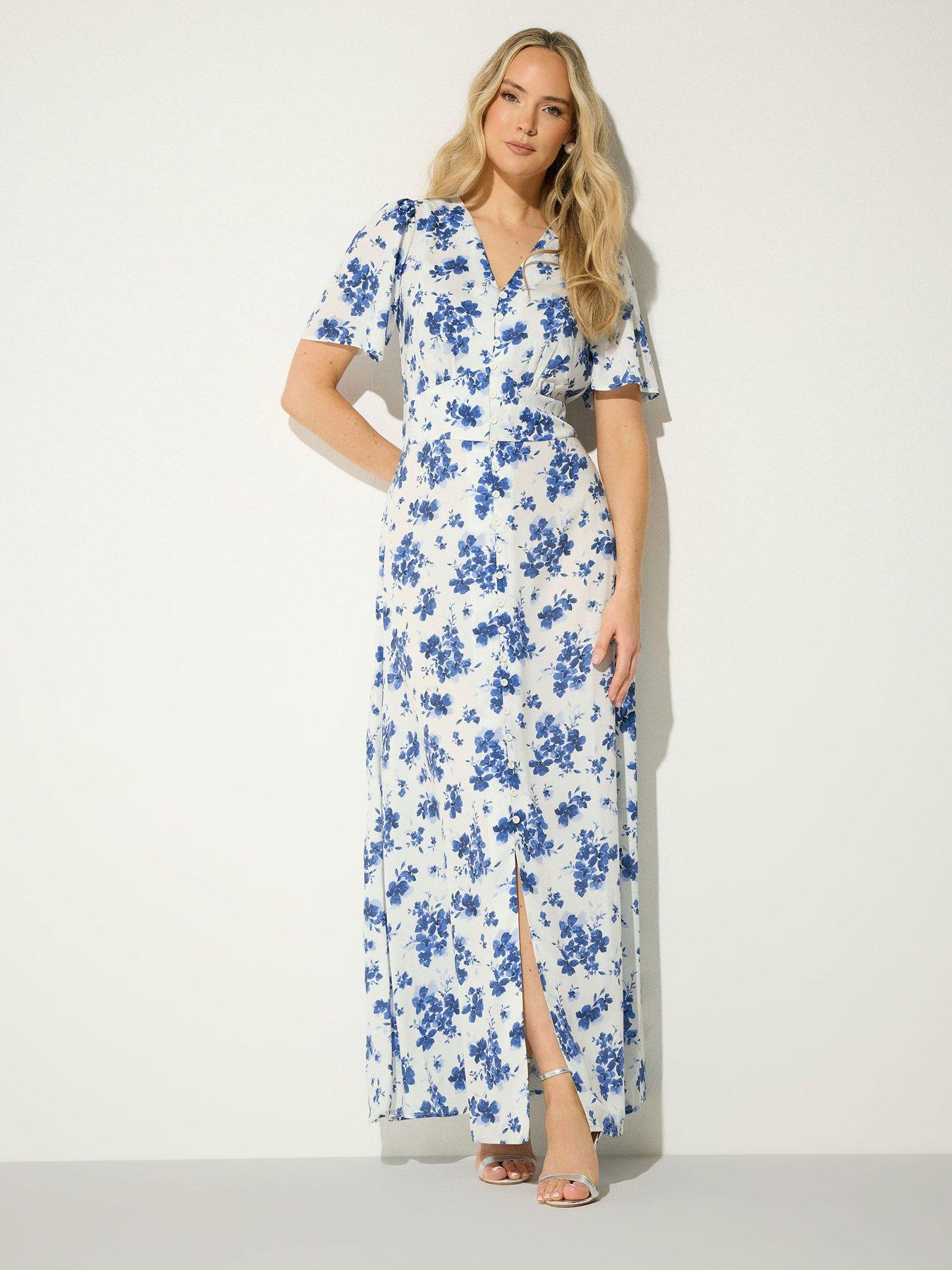 Image 3 of 5 of Long Tall Sally Floral Satin Maxi Dress - Cream