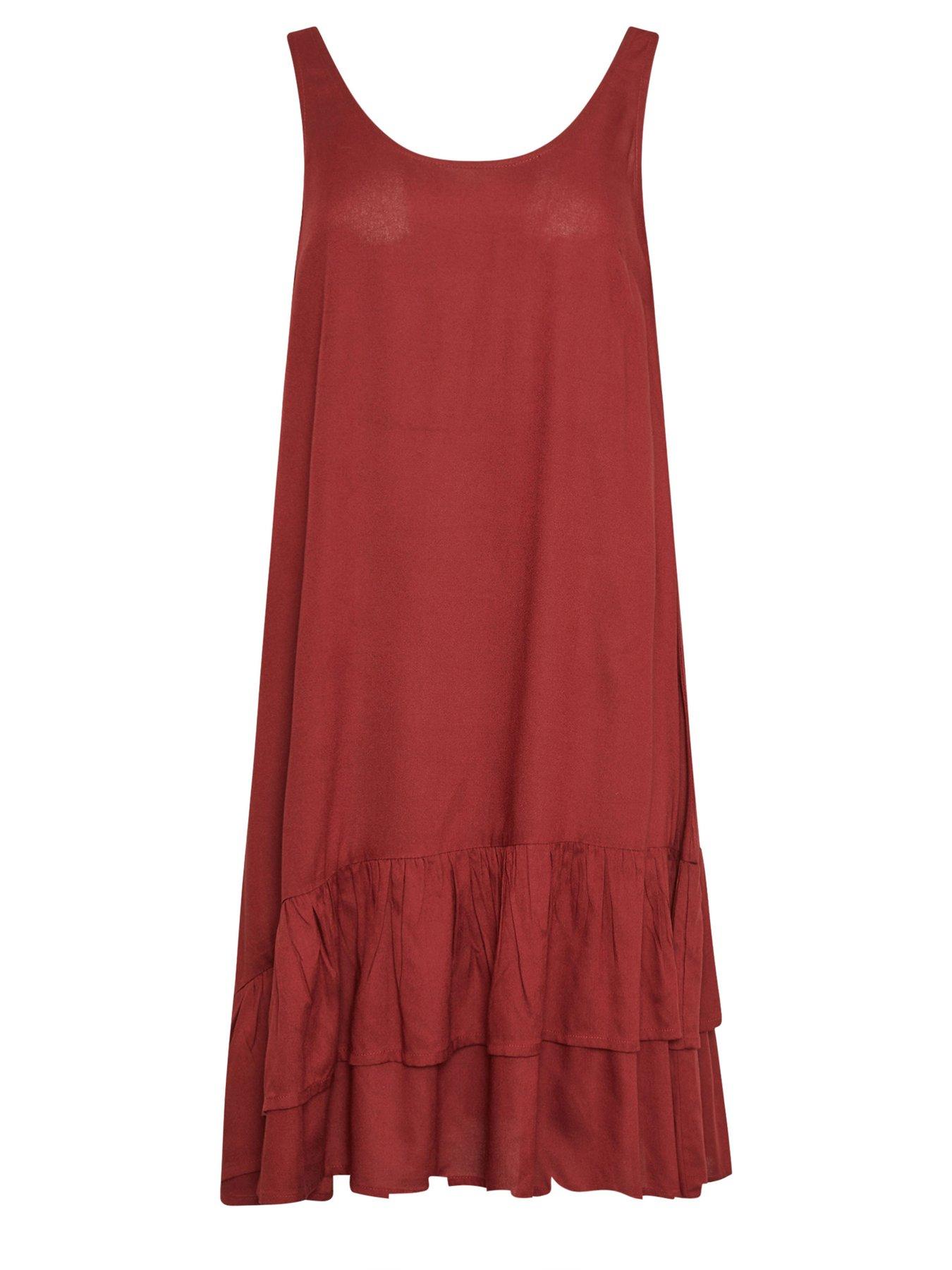 Image 5 of 5 of PixieGirl Petite Frill Hem Midi Dress - Red