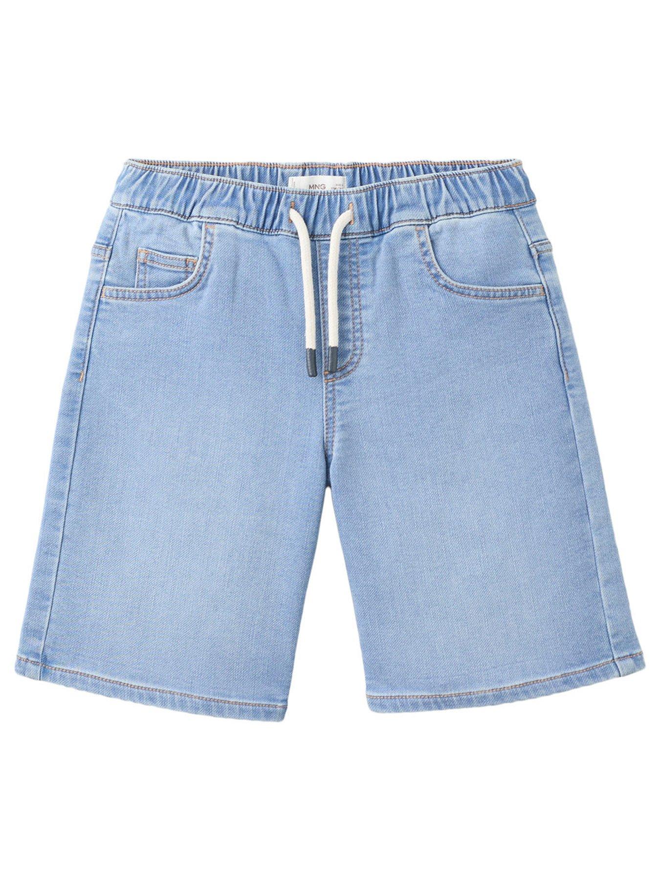 Mango Boys Drawstring Waist Denim Bermuda Shorts, Blue, Size 11 Years