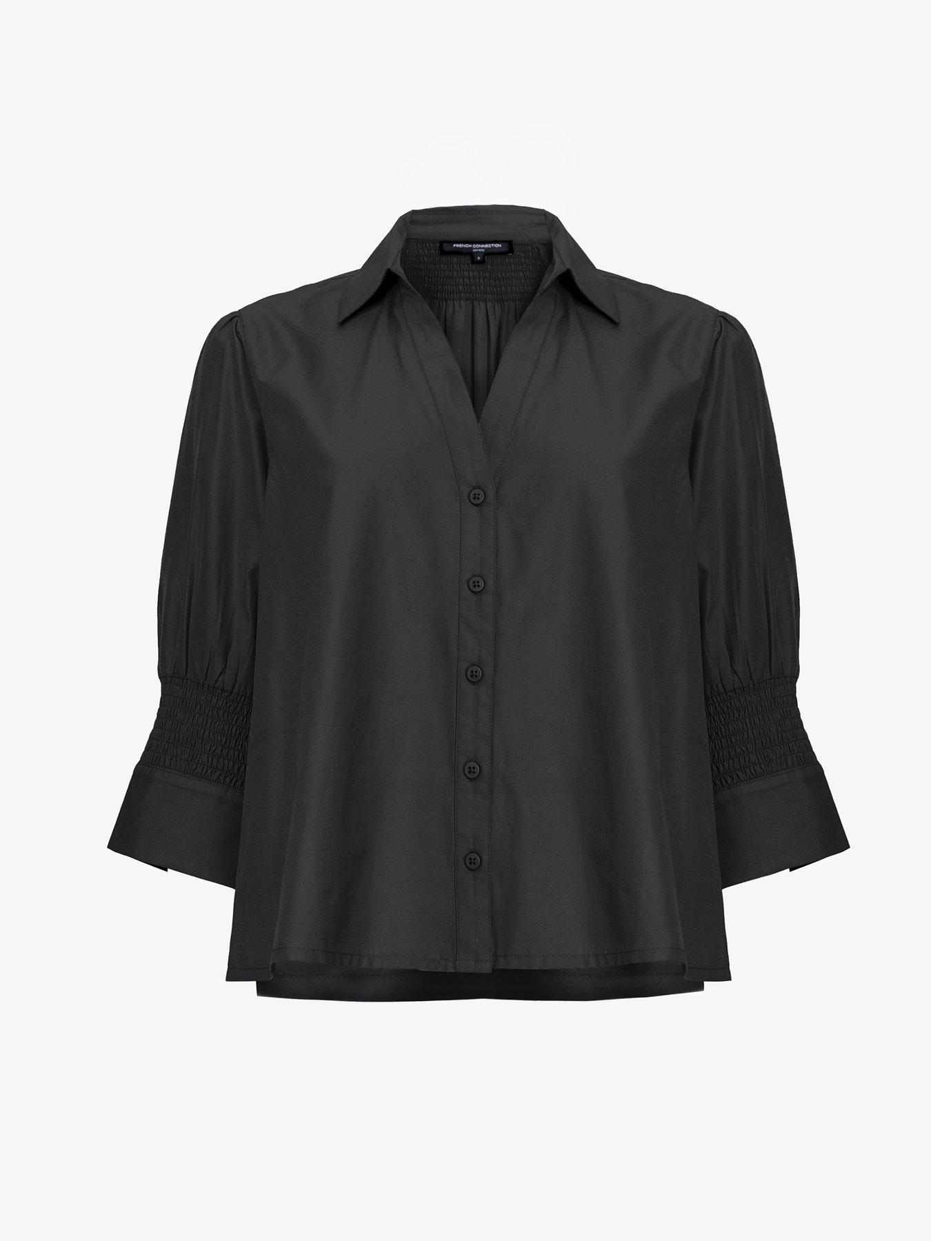 Image 4 of 4 of French Connection Cotton Blend Poplin Tie Back Button Blouse