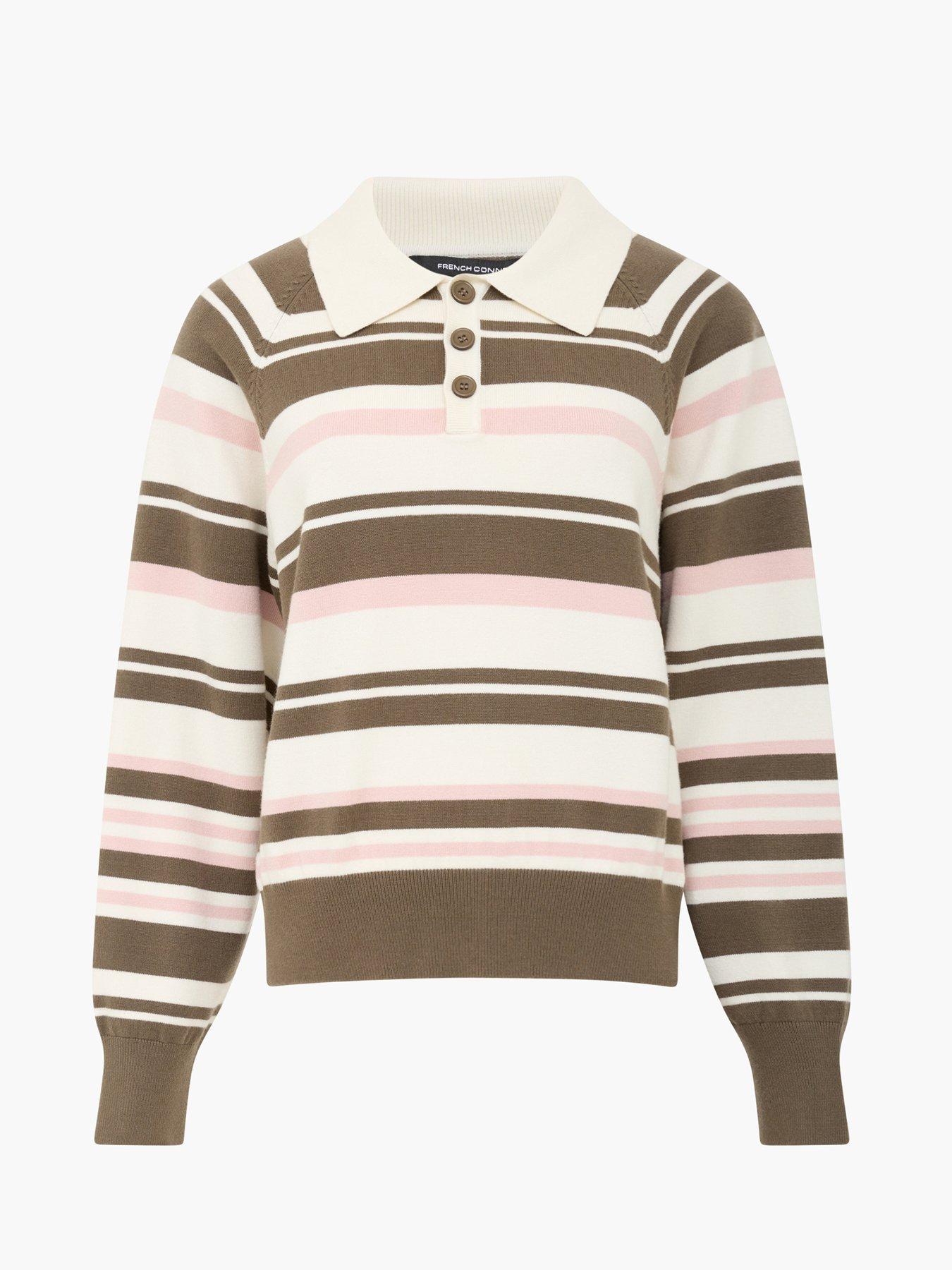 Image 5 of 5 of French Connection Striped Rugby Style Polo Knitted Jumper