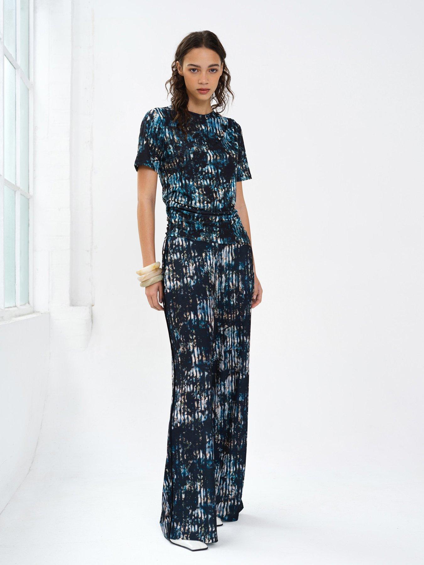 Image 2 of 5 of French Connection Tie-dye Crew Neck Short Sleeve Draped Top